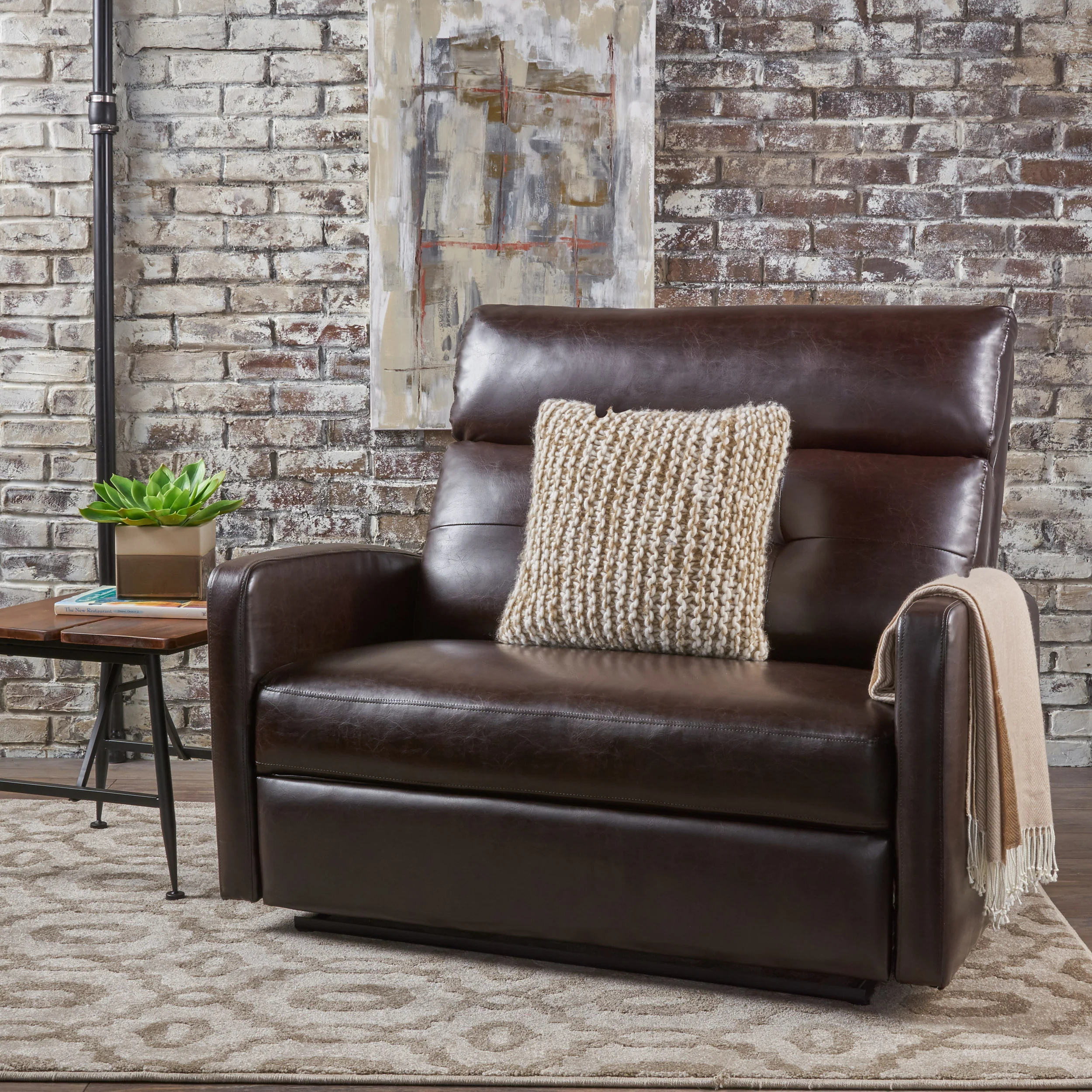 Hana Plush Cushion Tufted Back Microfiber Loveseat Recliner - furnishings