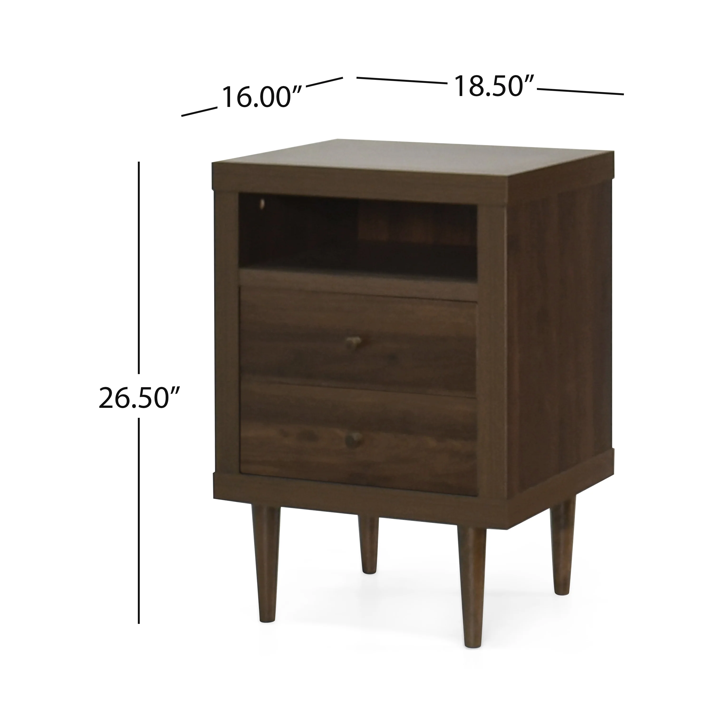 Farhart Mid Century Modern Faux Wood 2 Drawer Nightstand - furnishings