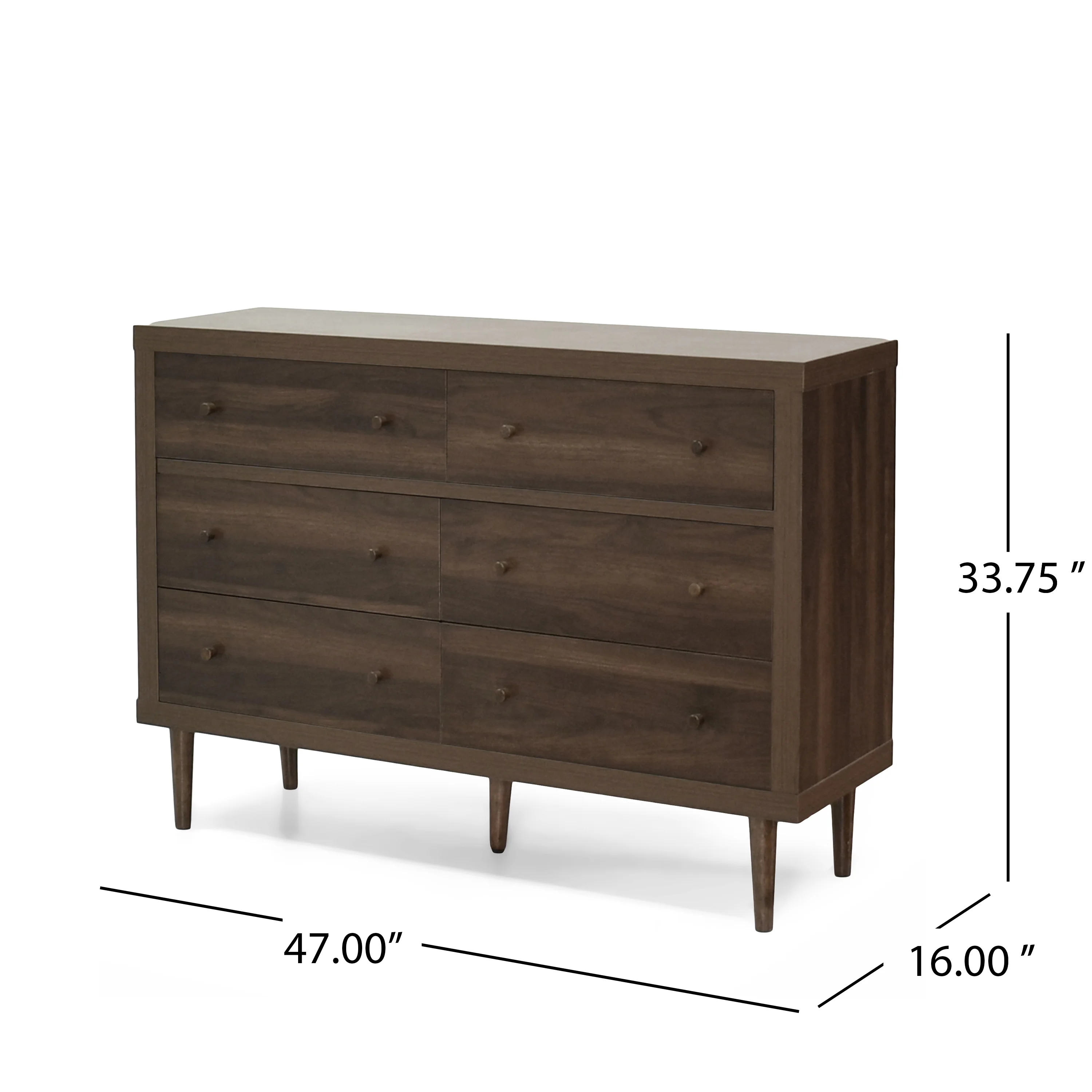 Farhart Mid Century Modern 6 Drawer Double Dresser - furnishings