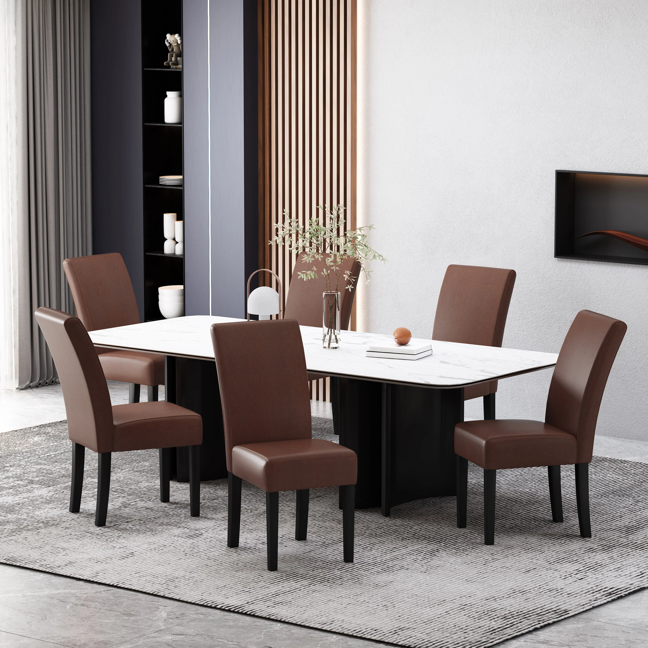 Thurber Contemporary Upholstered Dining Chairs, Set of 6 - furnishings