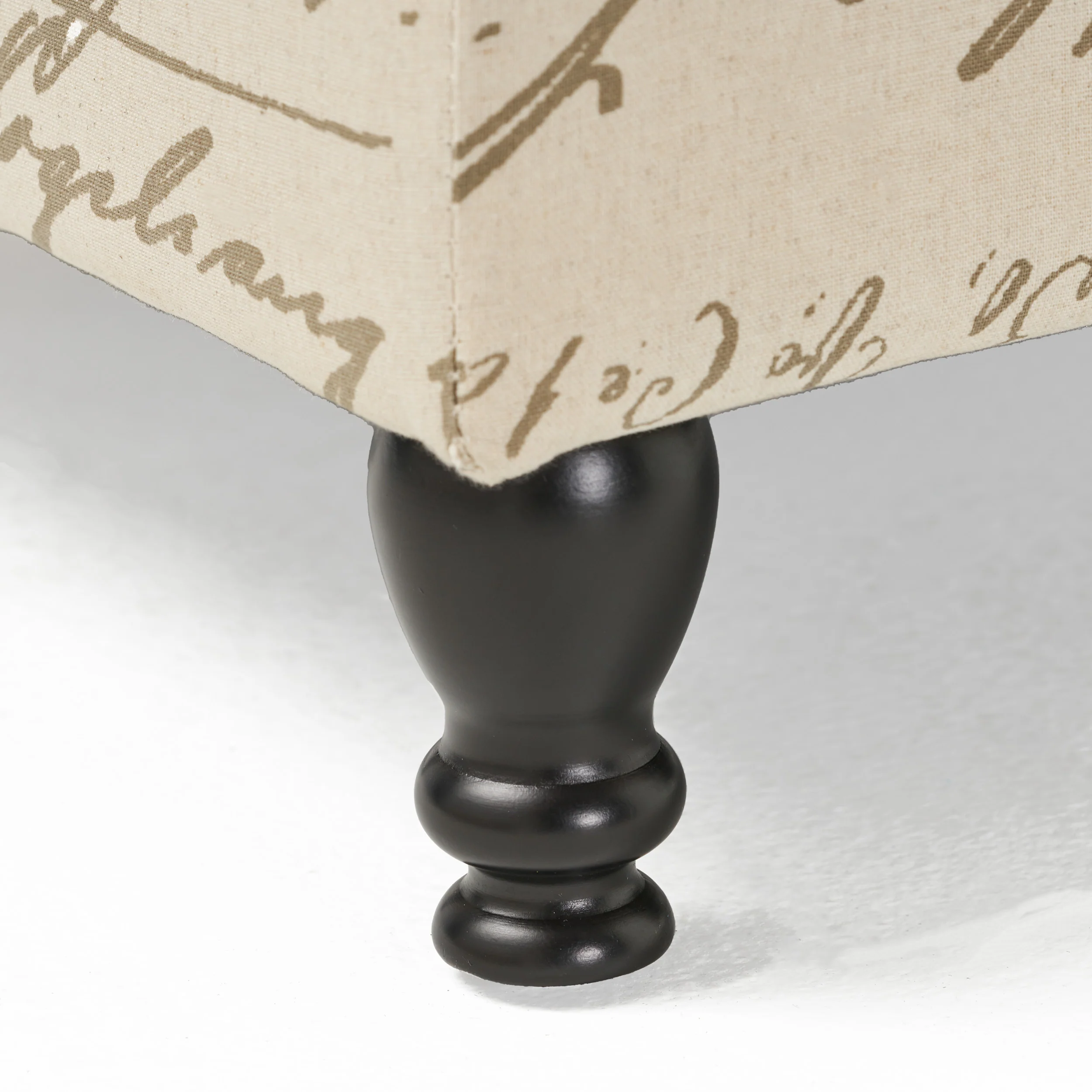 Kingsbury Fabric Storage Ottoman Bench with French Script - furnishings