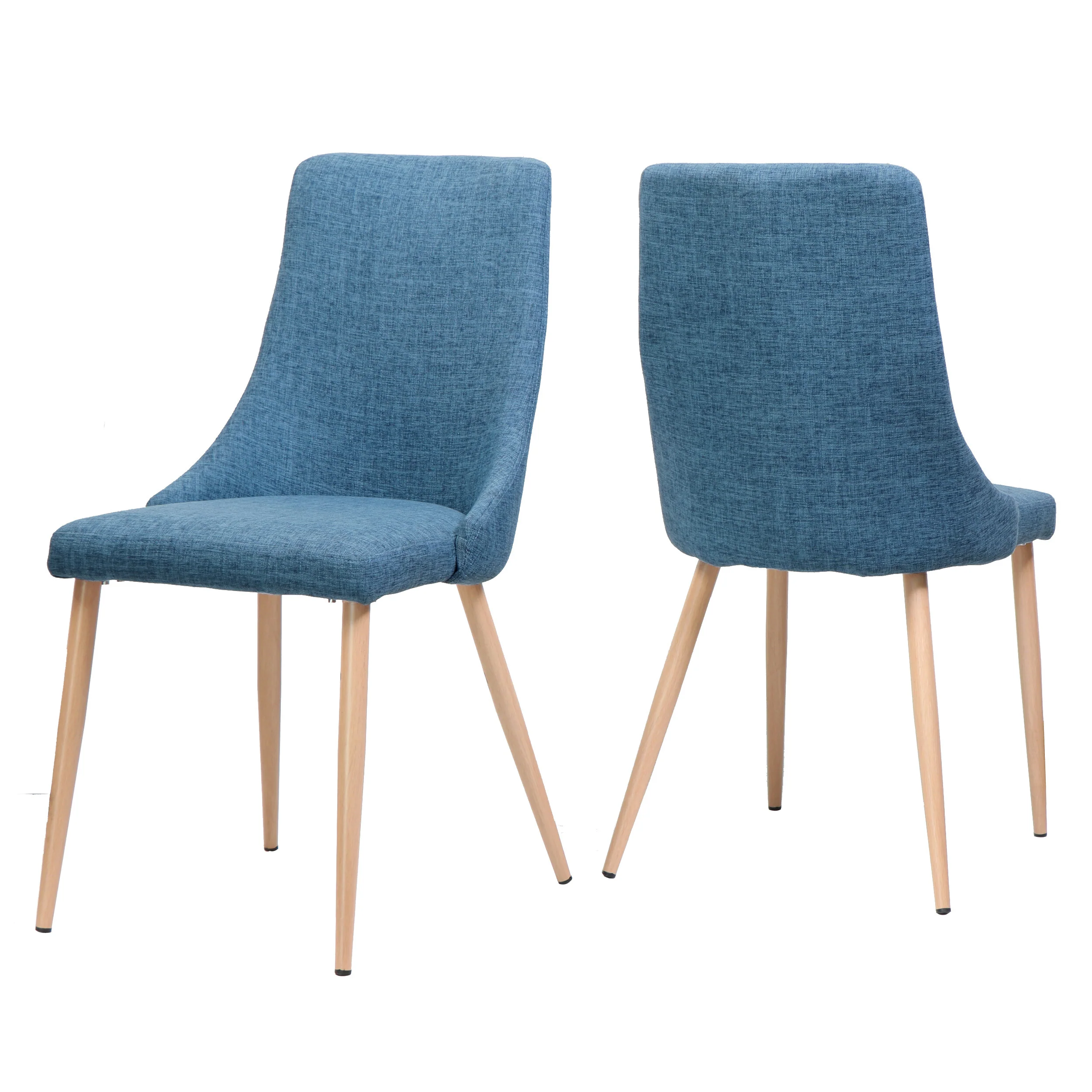 Soloman Mid Century Fabric Dining Chairs with Wood Finished Legs - Set of 2 - furnishings