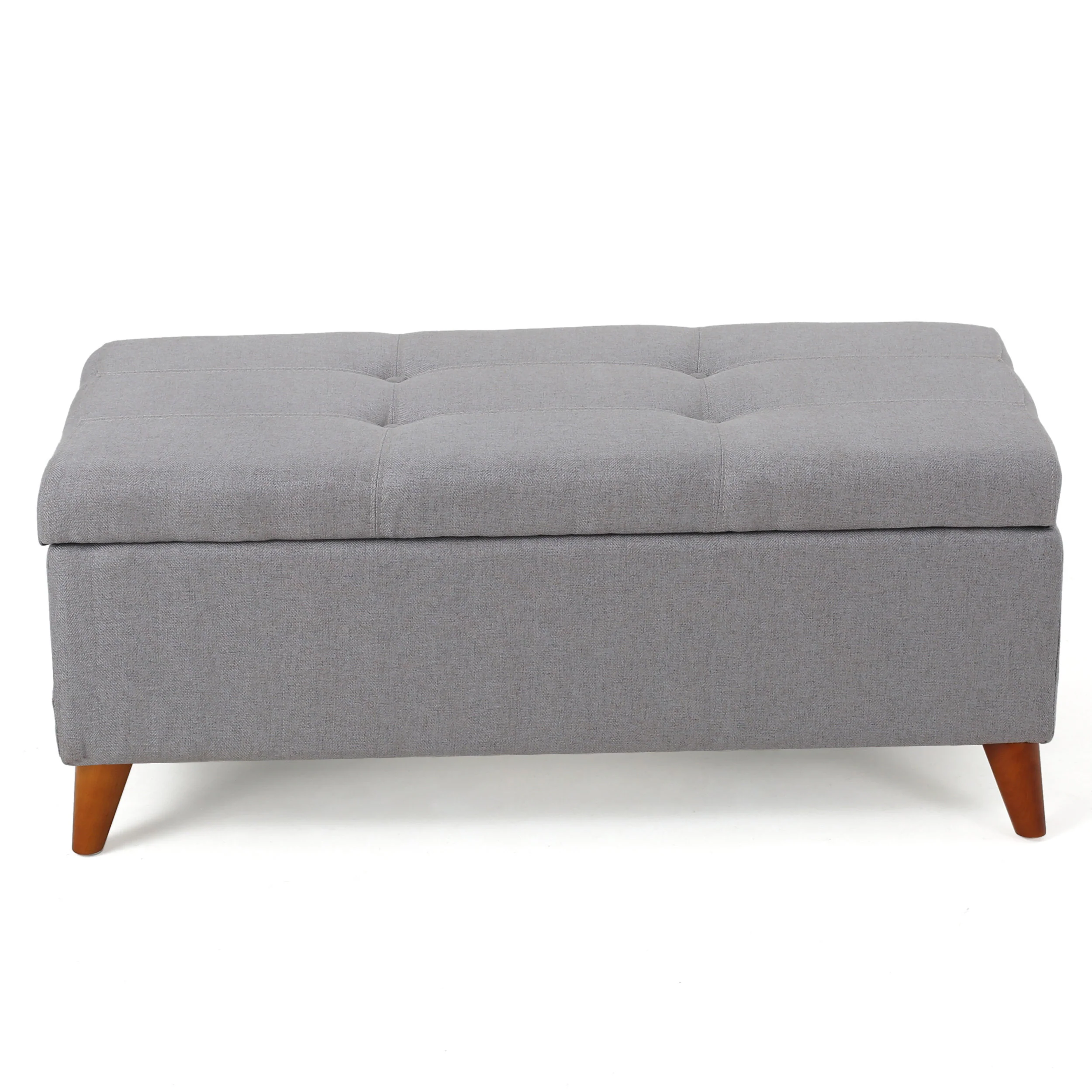 Etoney Mid-Century Modern Button Tufted Fabric Storage Ottoman Bench - furnishings