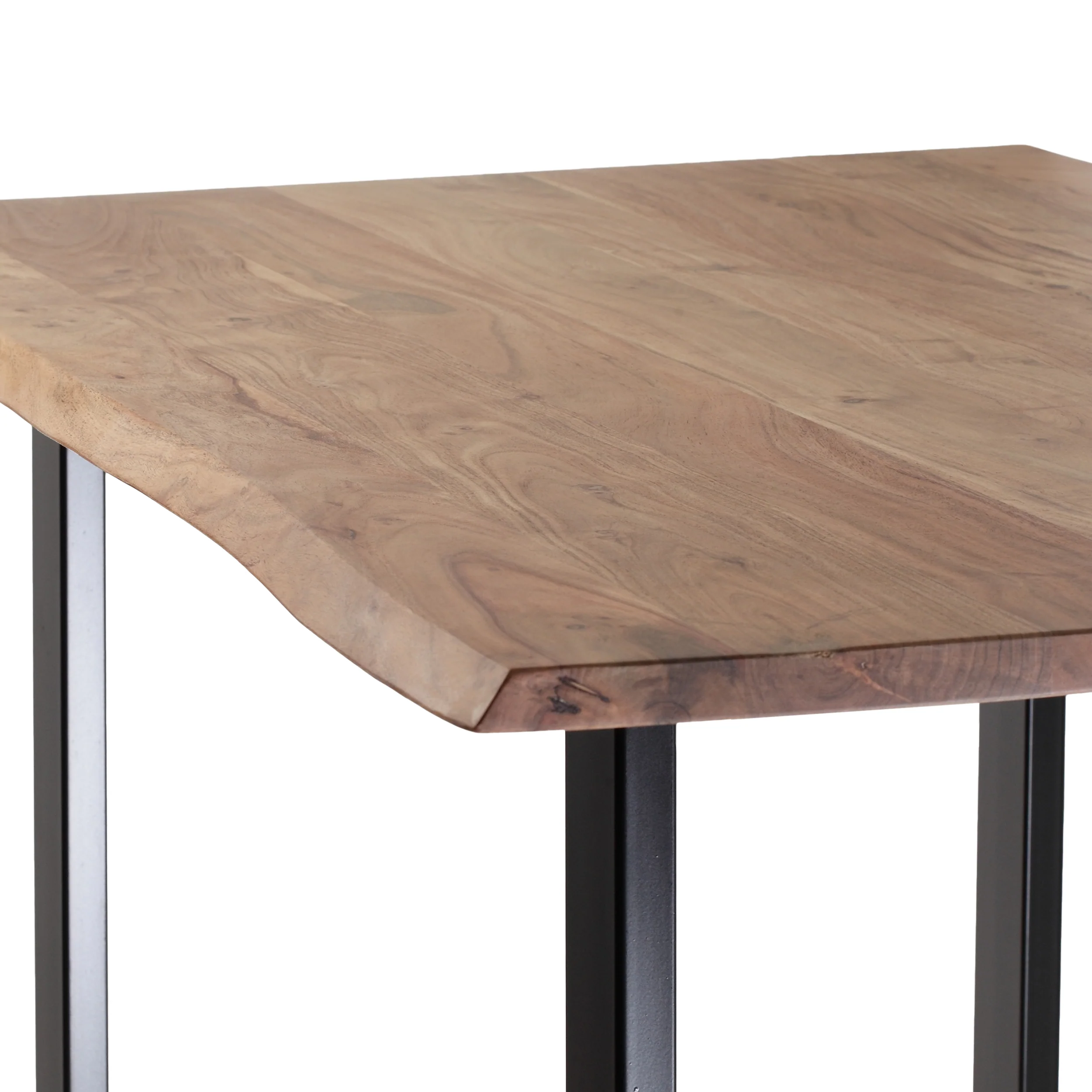 Pullen Modern Industrial Acacia Wood and Iron Dining Table, Natural and Black - furnishings