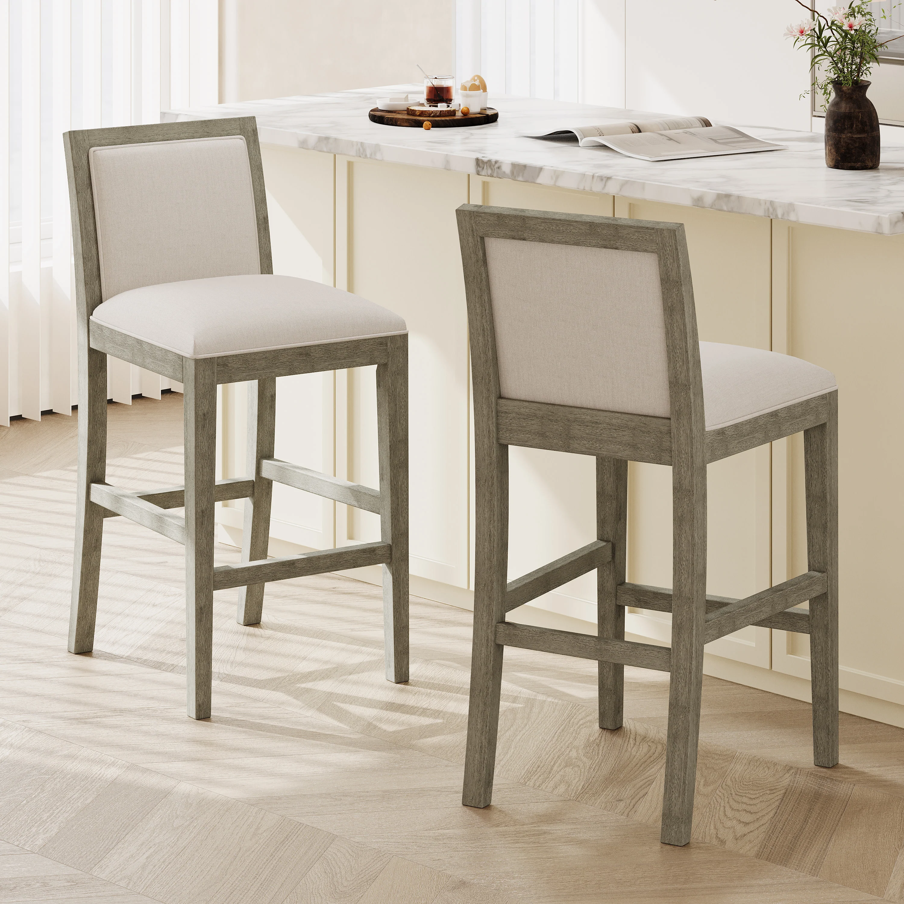 Sagea Modern Upholstered Counter Stools with Cushioned Seat and Back - furnishings