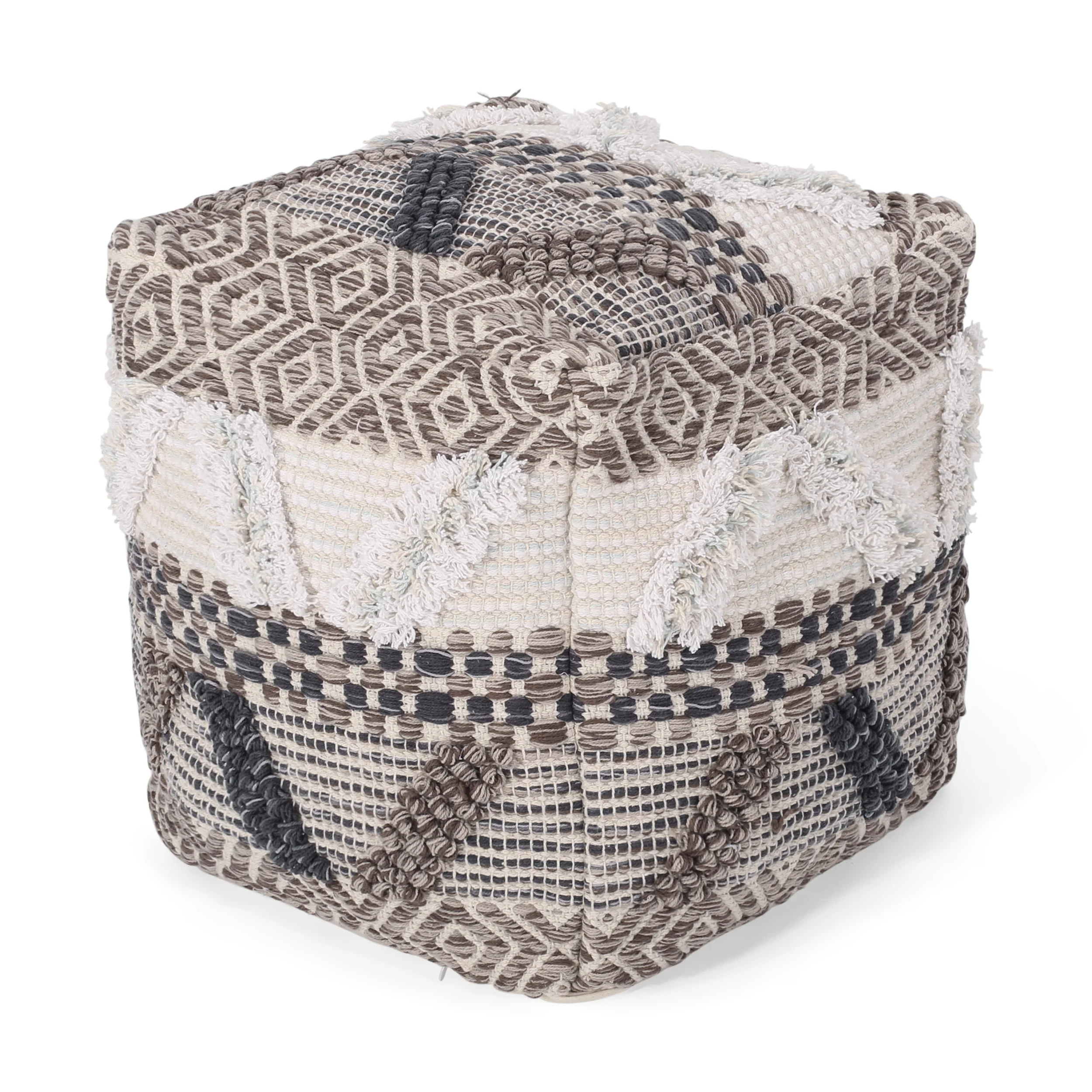 Camillo Boho Fabric Cube Pouf - furnishings