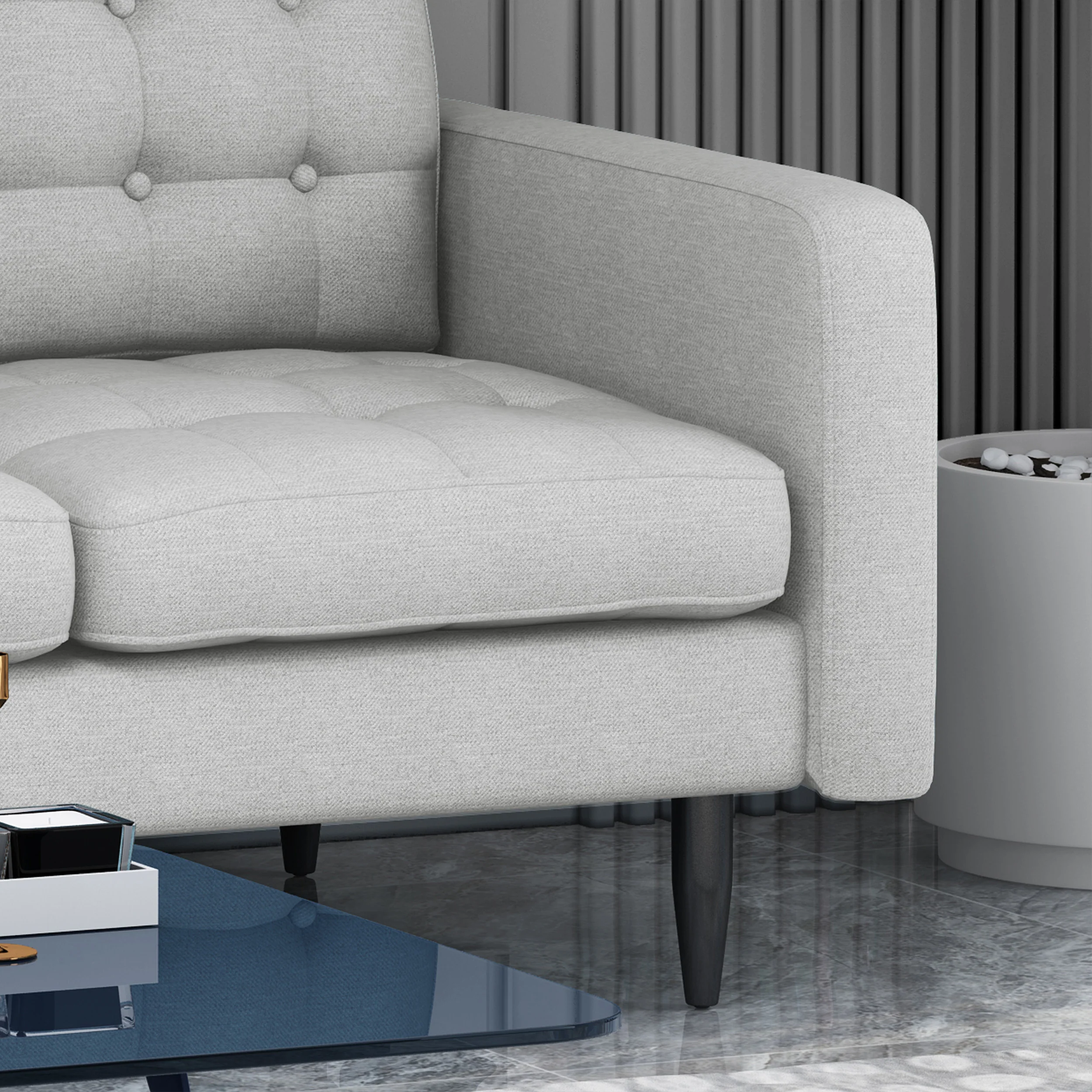 Ayumi Contemporary Tufted Fabric 3 Seater Sofa - furnishings