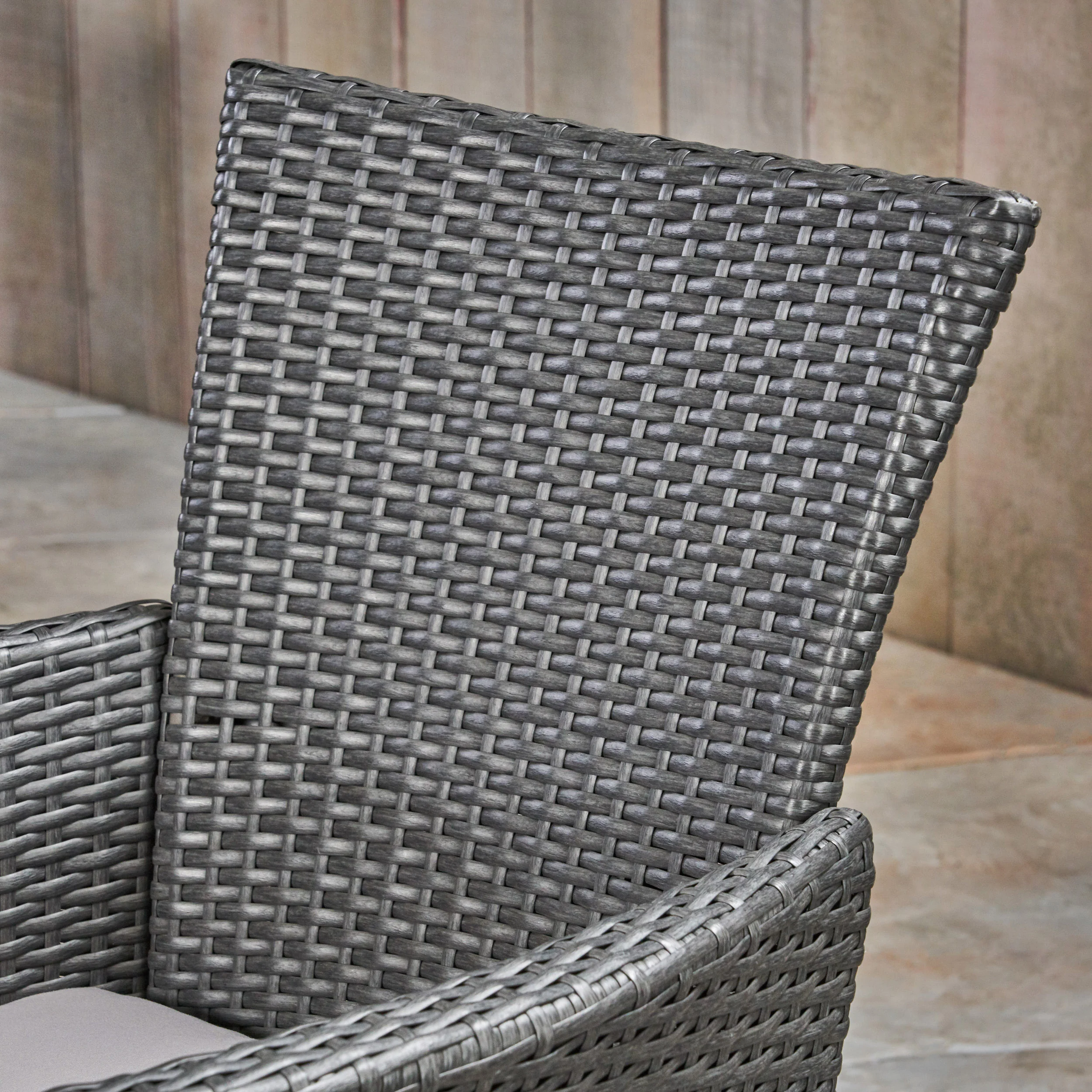 Agnes Outdoor 6-Seater Gray Wood & Wicker Dining Set - furnishings