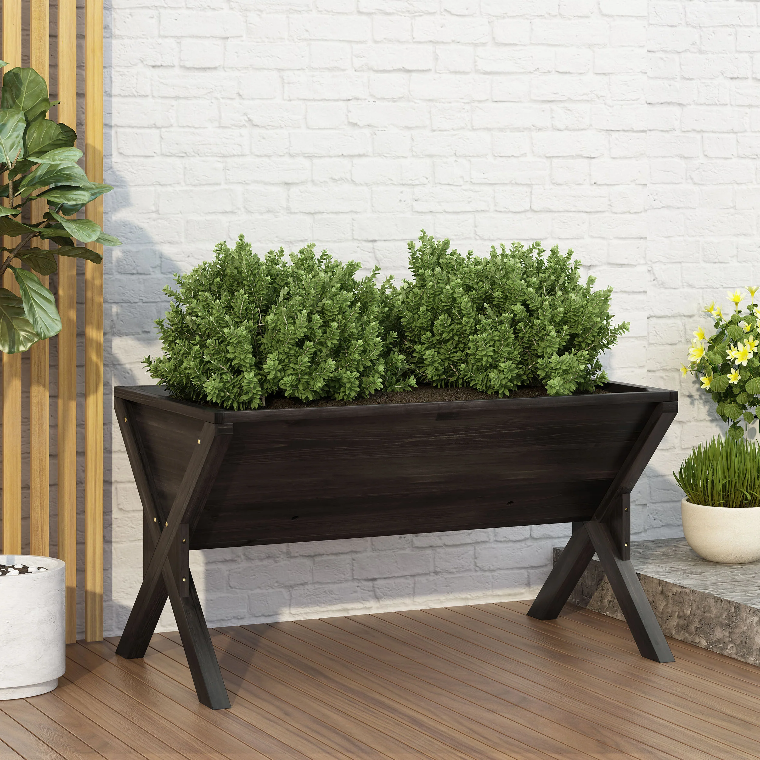 Thorsen Outdoor Firwood Plant Trough - furnishings