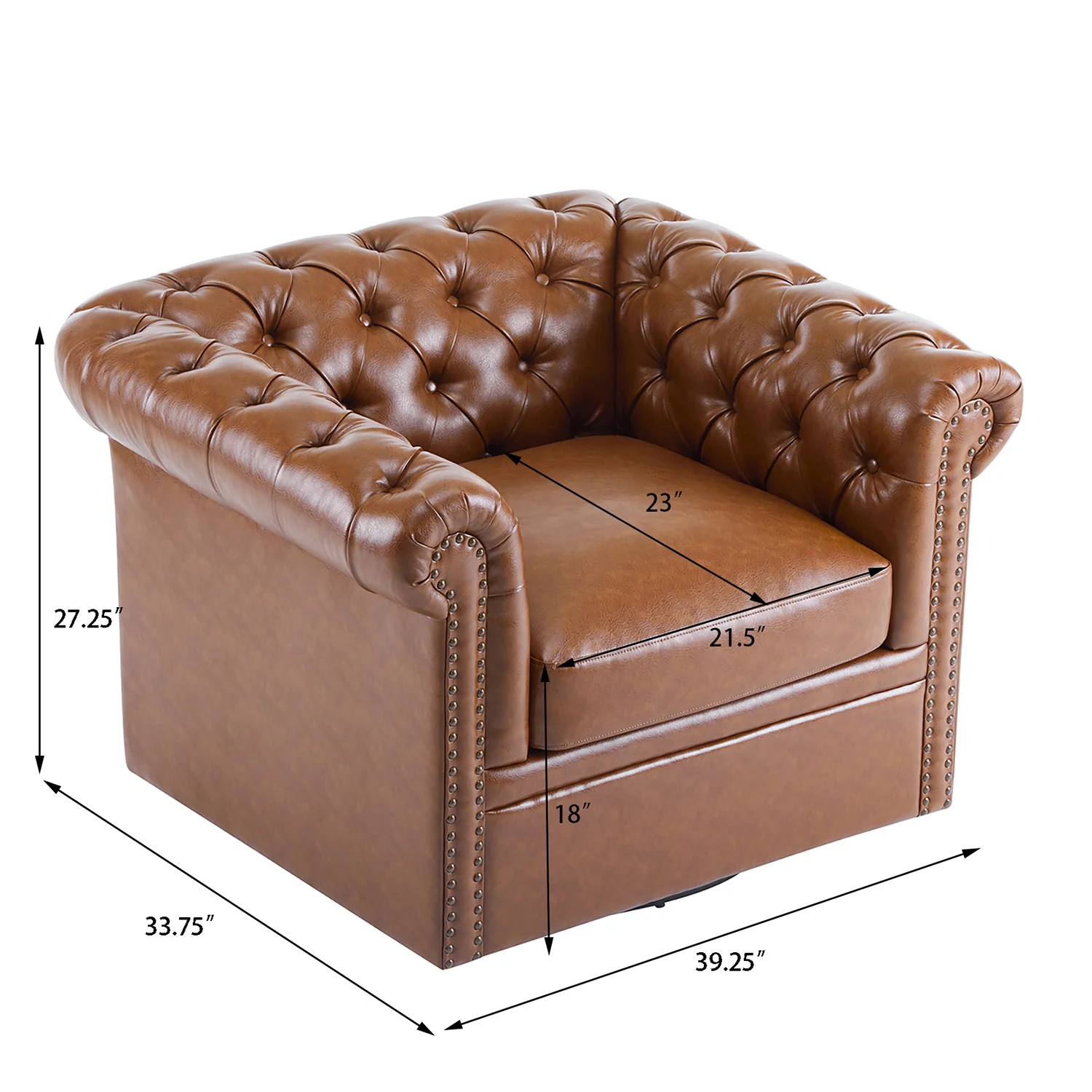 Lily Upholstered Tufted Chesterfield Swivel Club Chair - furnishings