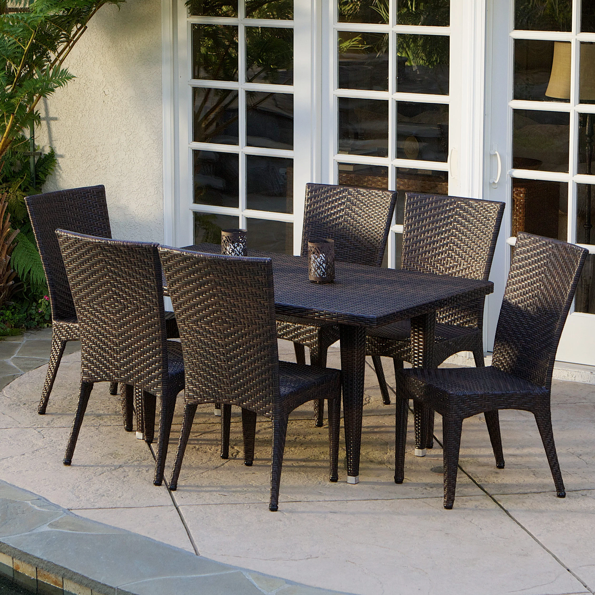 Brooklyn 7-pieces Outdoor Wicker Dining Set - furnishings