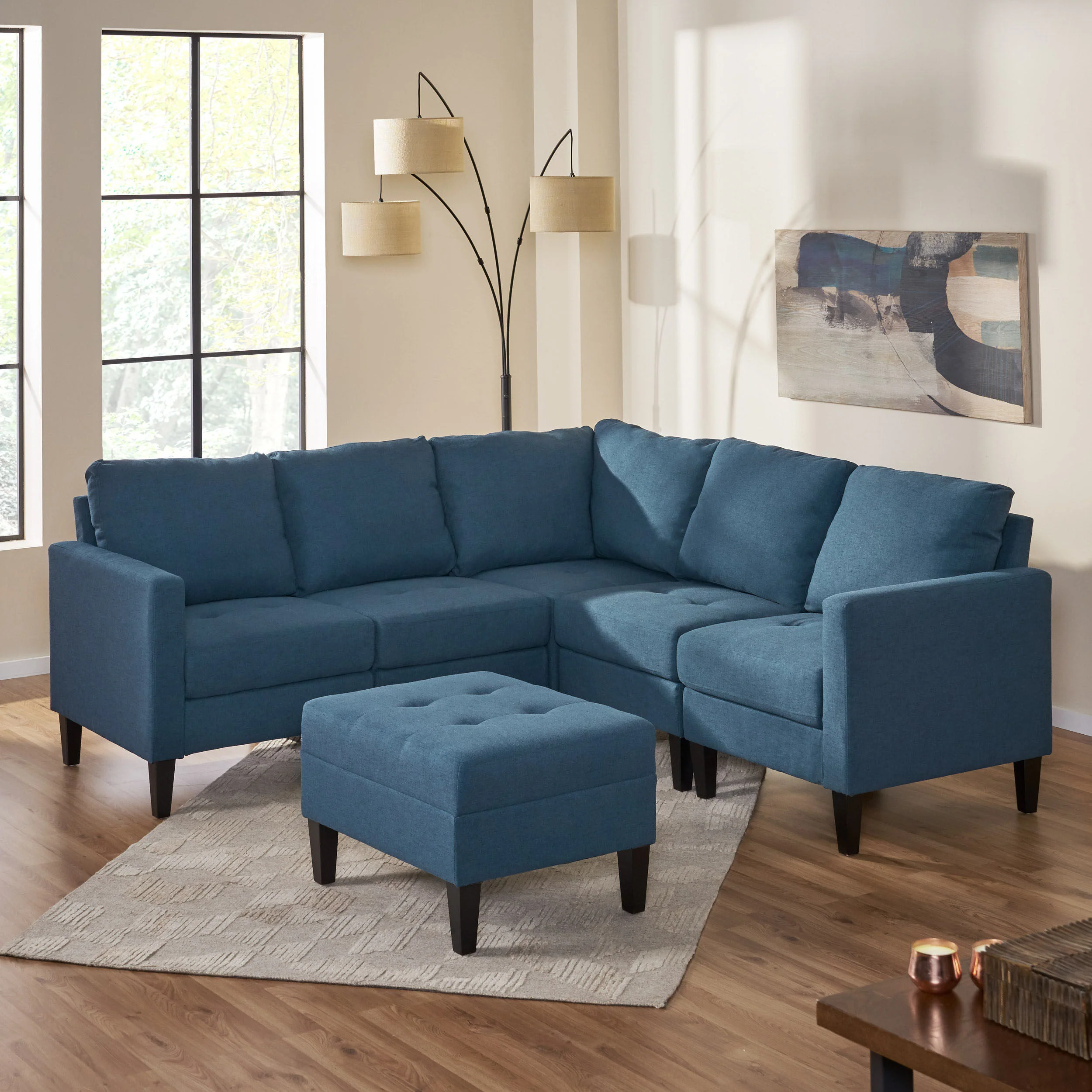 Bridger Fabric Sectional Couch with Ottoman - furnishings