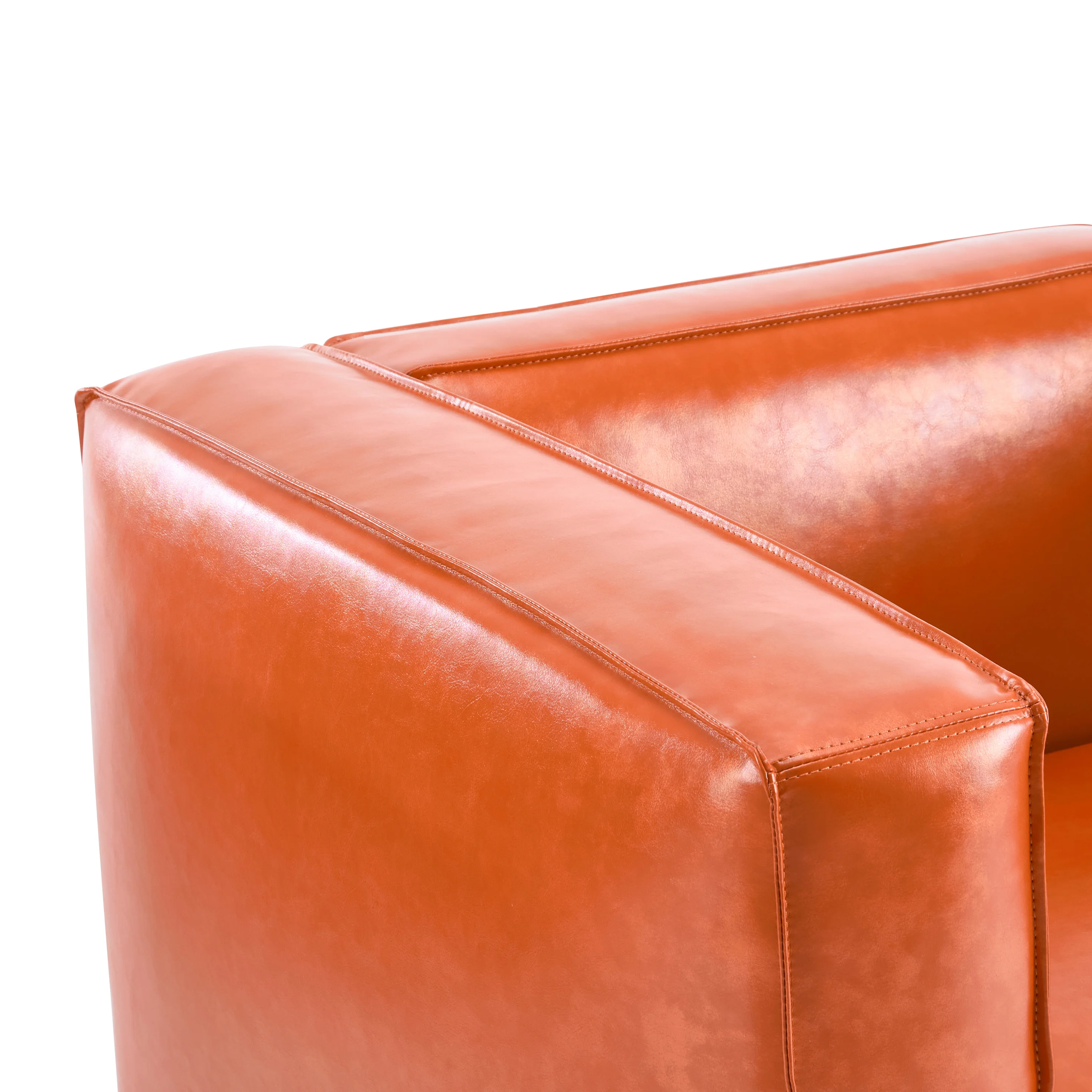 Minkler Orange Faux Leather Arm Chair - furnishings