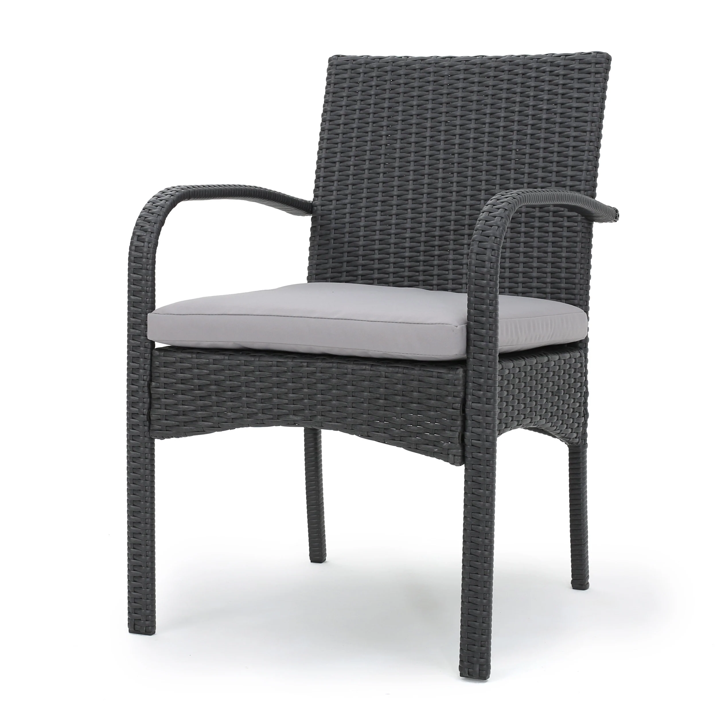 Derek Outdoor 5 Piece Wood and Wicker Square Dining Set, Gray and Gray - furnishings