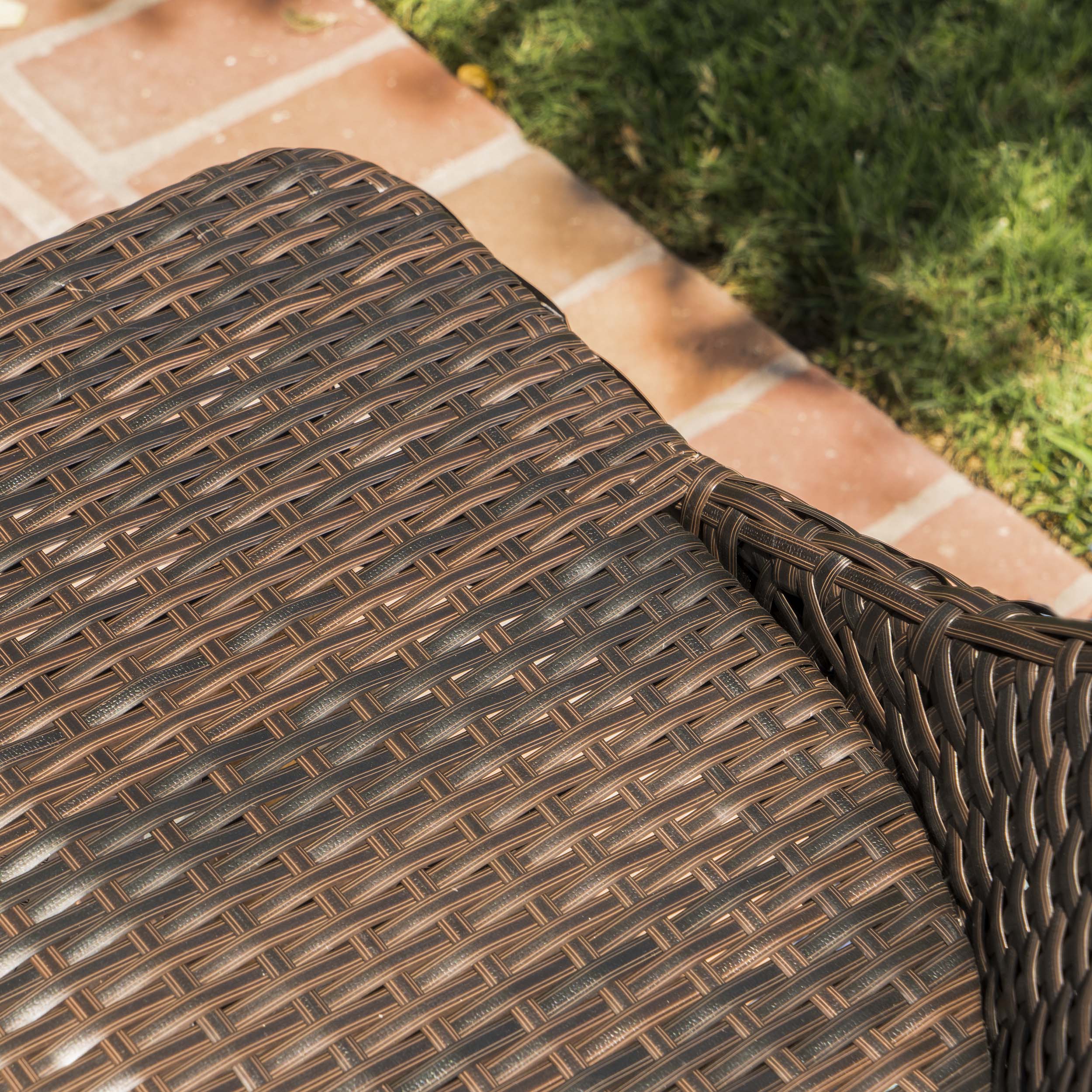Jamey Outdoor 9 Piece Multi-brown Wicker Dining Set with Wood Finished Metal Leg - furnishings