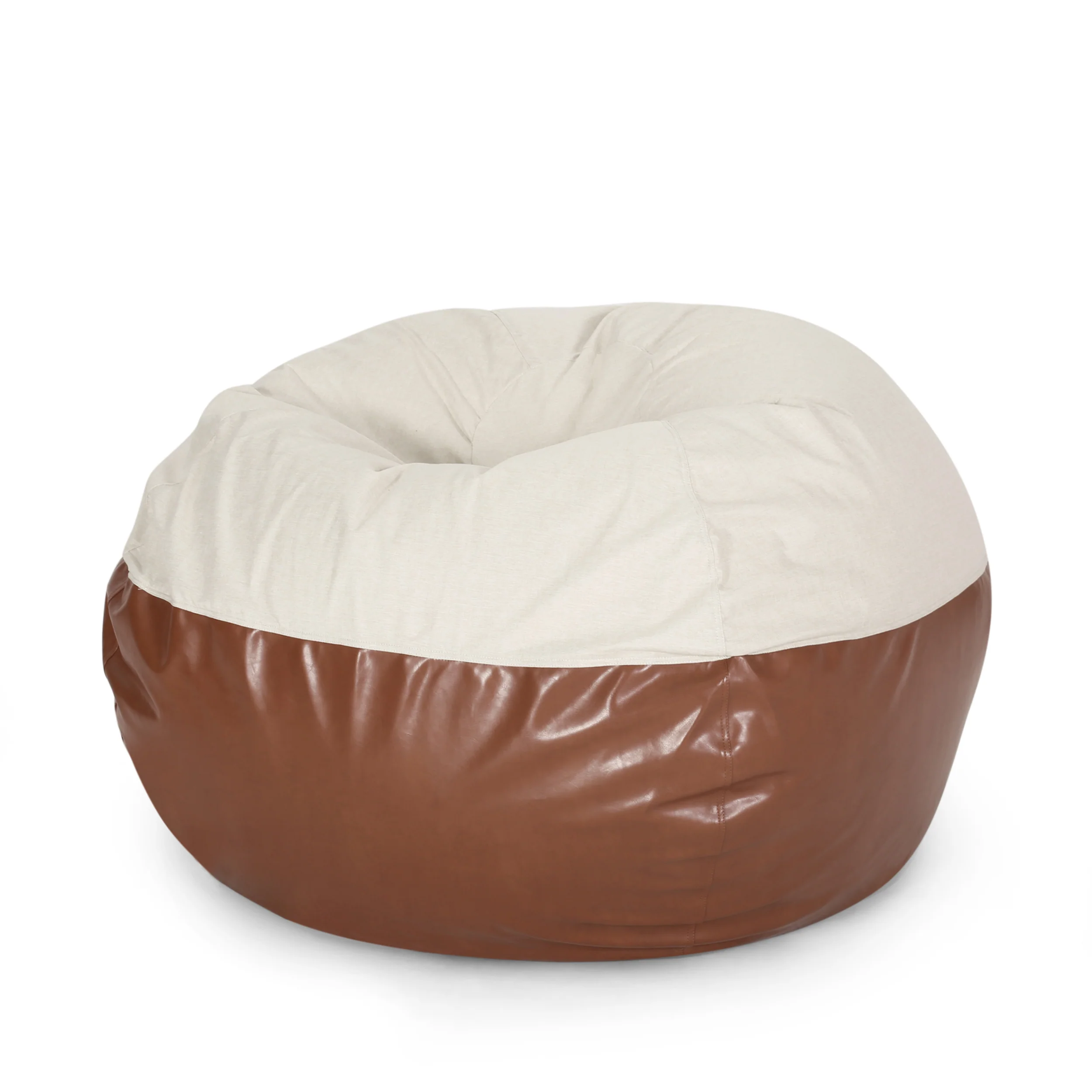 Meagher Modern 5 Foot Two Toned Fabric and Faux Leather Bean Bag - furnishings