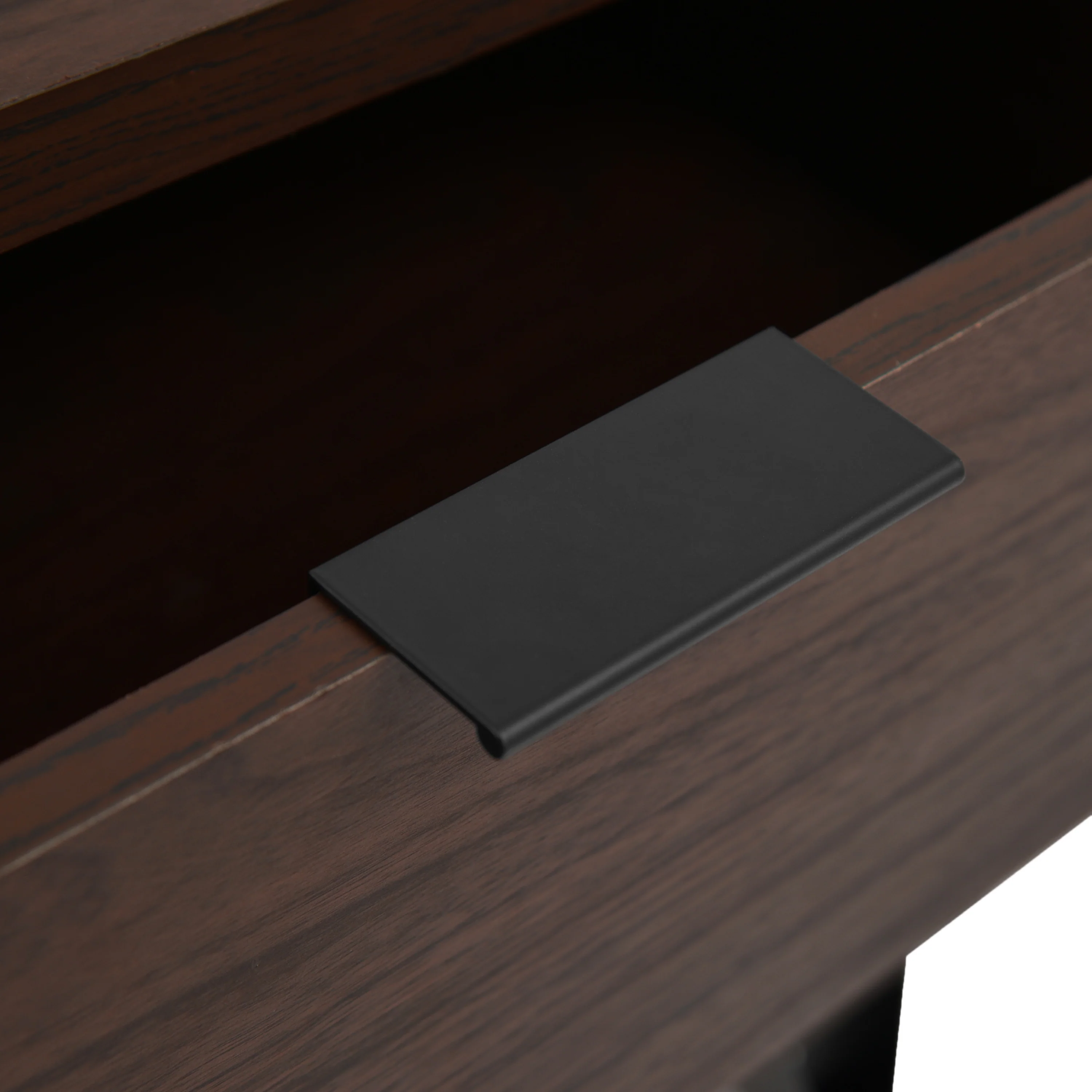 Demijen Modern Industrial 2 Drawer Wide Nightstand, Walnut and Matte Black - furnishings