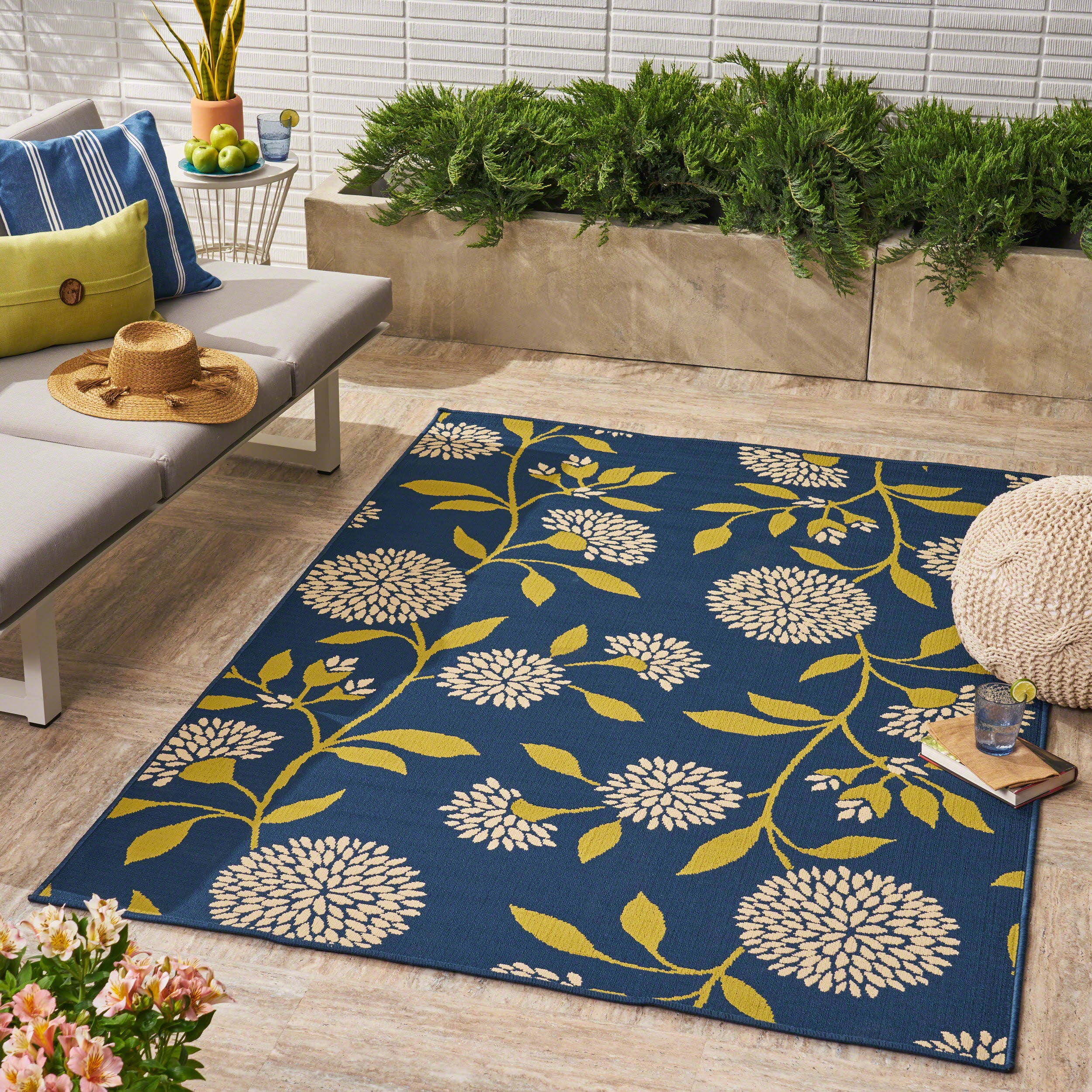 Tilda Outdoor Floral Area Rug - furnishings