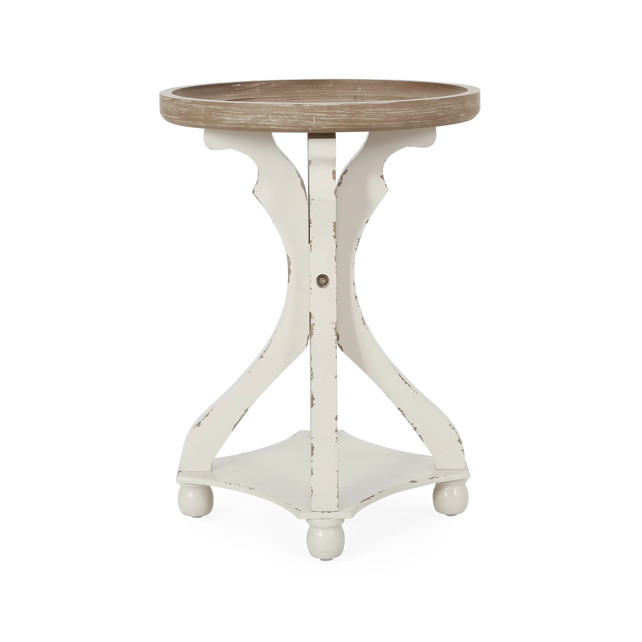 Ihana French Country Wooden Accent Table with Round Top - furnishings