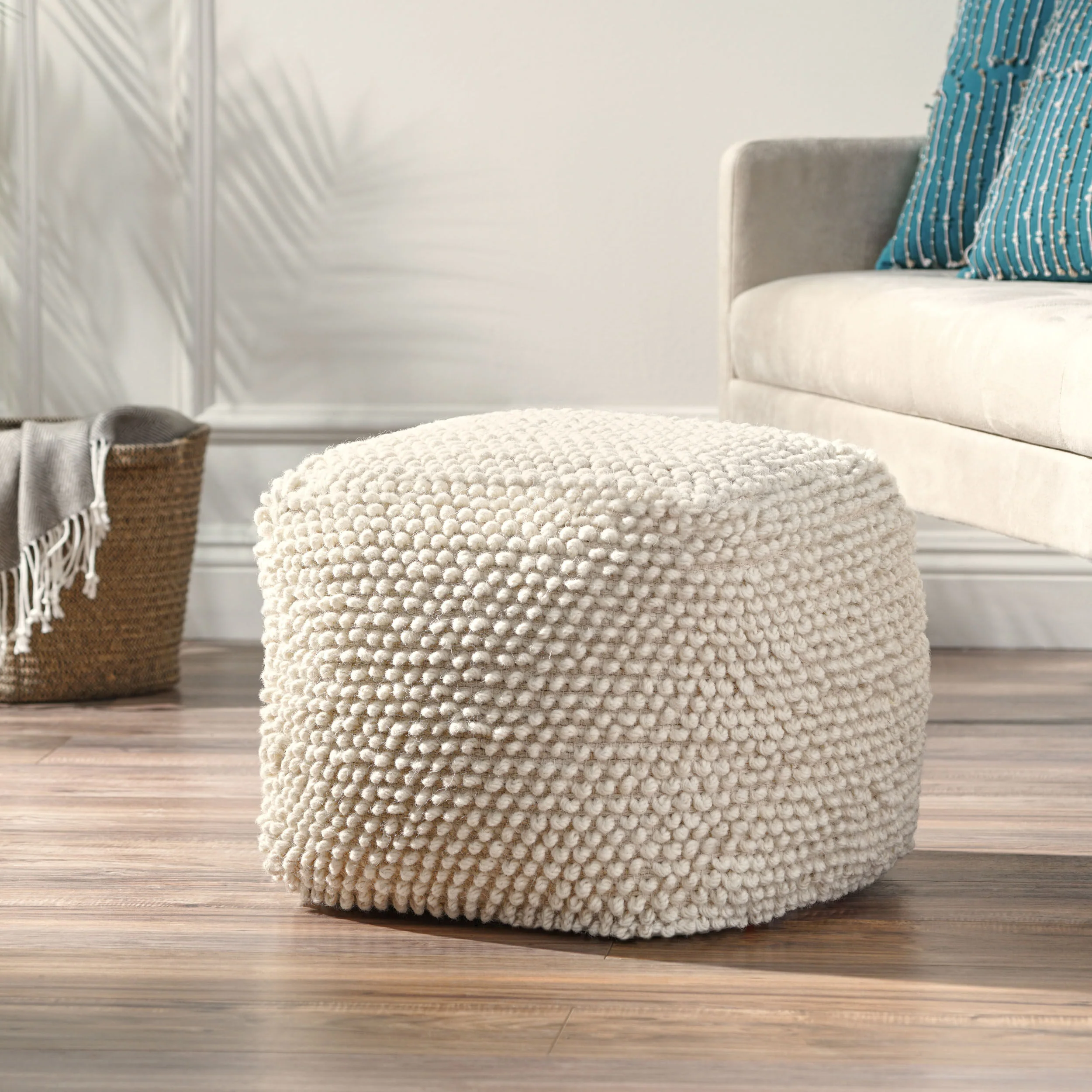Devries Boho Handcrafted Tufted Fabric Cube Pouf - furnishings