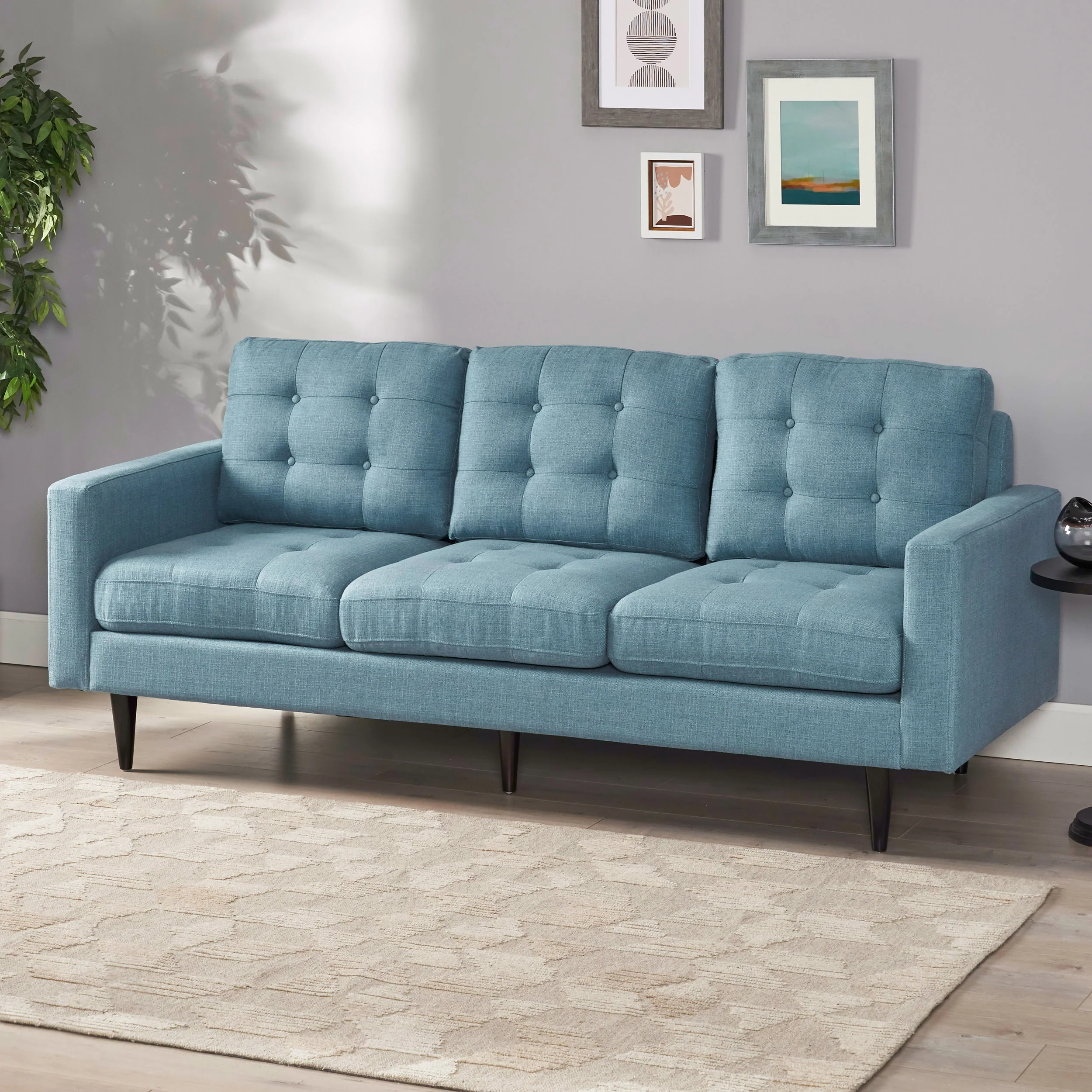 Ayumi Contemporary Tufted Fabric 3 Seater Sofa - furnishings