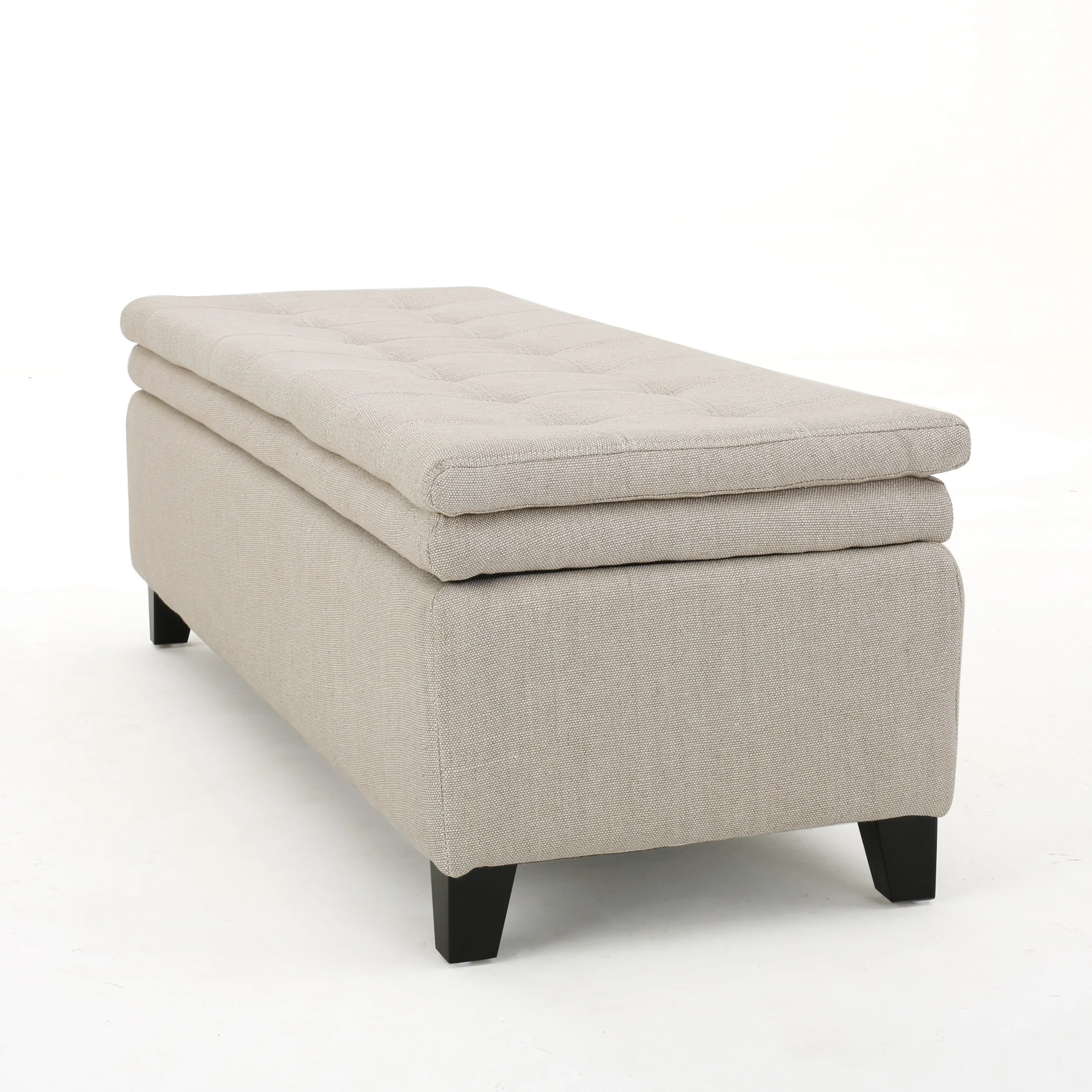Sandford Contemporary Tufted Linen Storage Ottoman Bench - furnishings