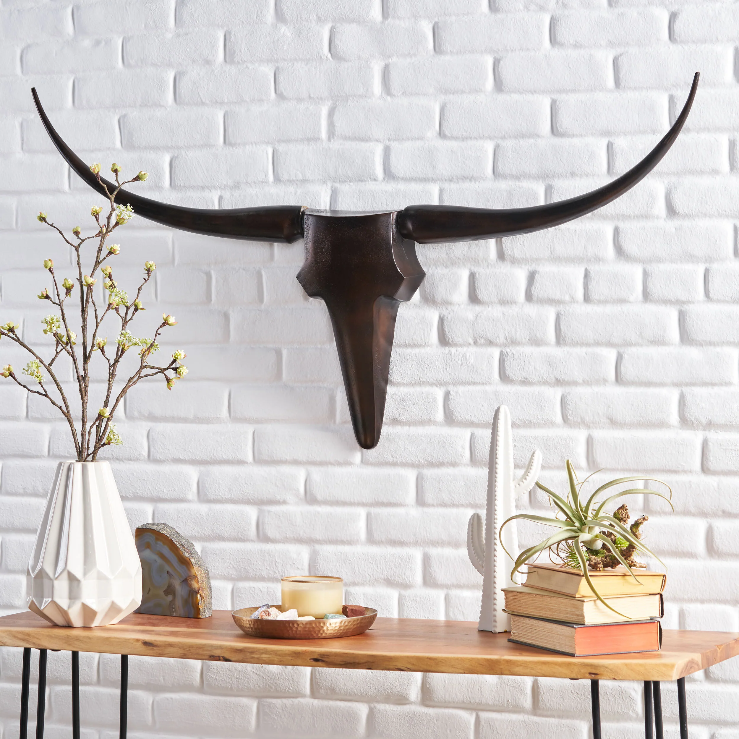 Treutlen Aluminum Handcrafted Large Bull Wall Decor - furnishings