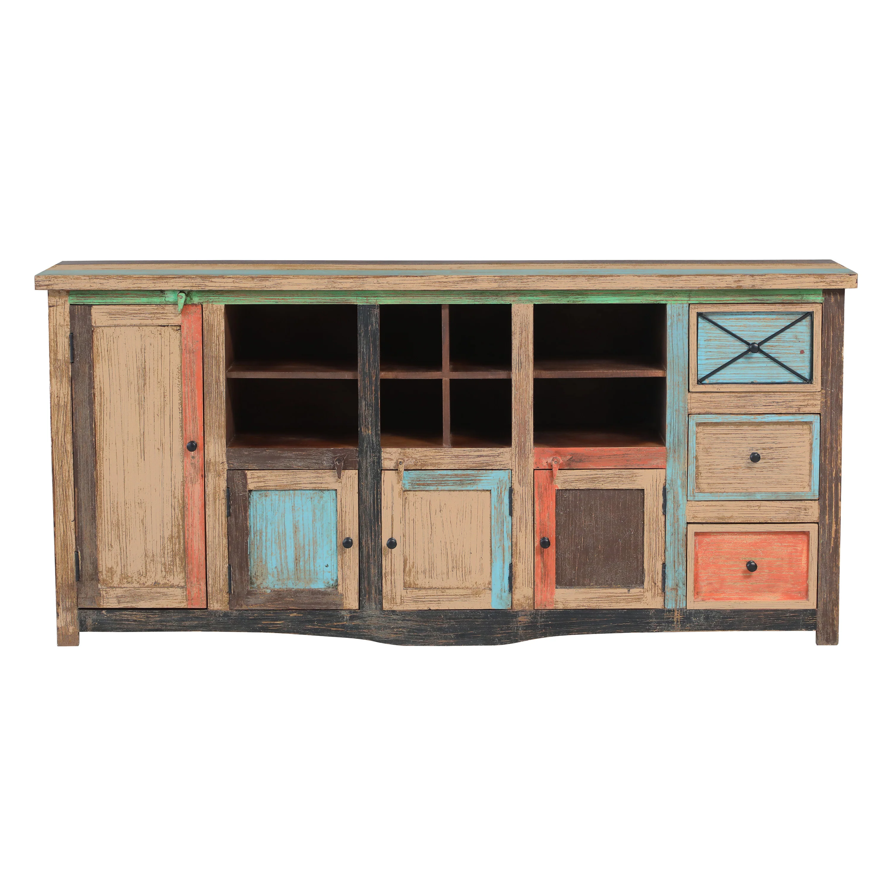Rosalla Mango Wood Sideboard, Distressed Multicolor - furnishings