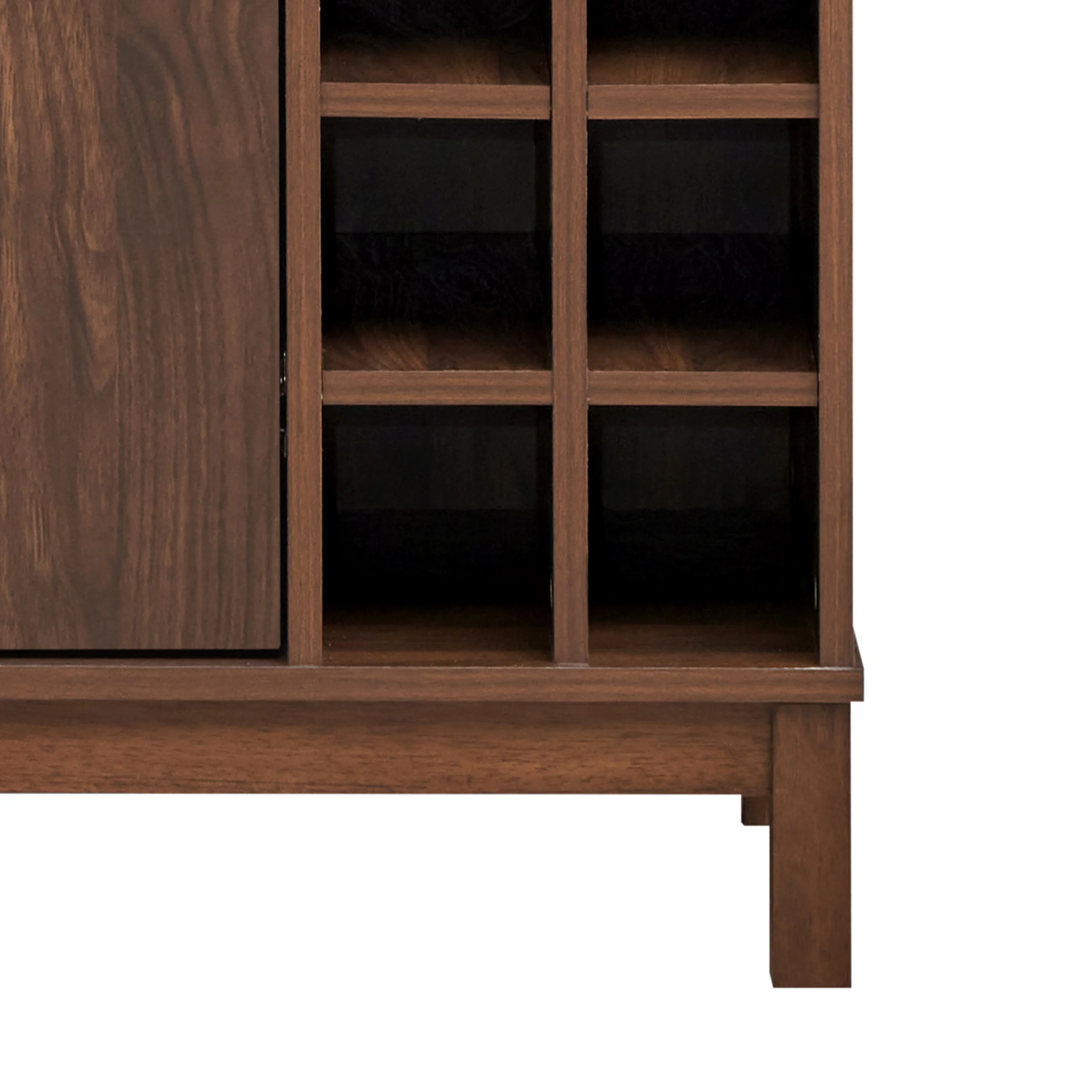 Hurlbut Mid Century Modern Wooden 8 Bottle Wine Cabinet, Walnut and Dark Brown - furnishings