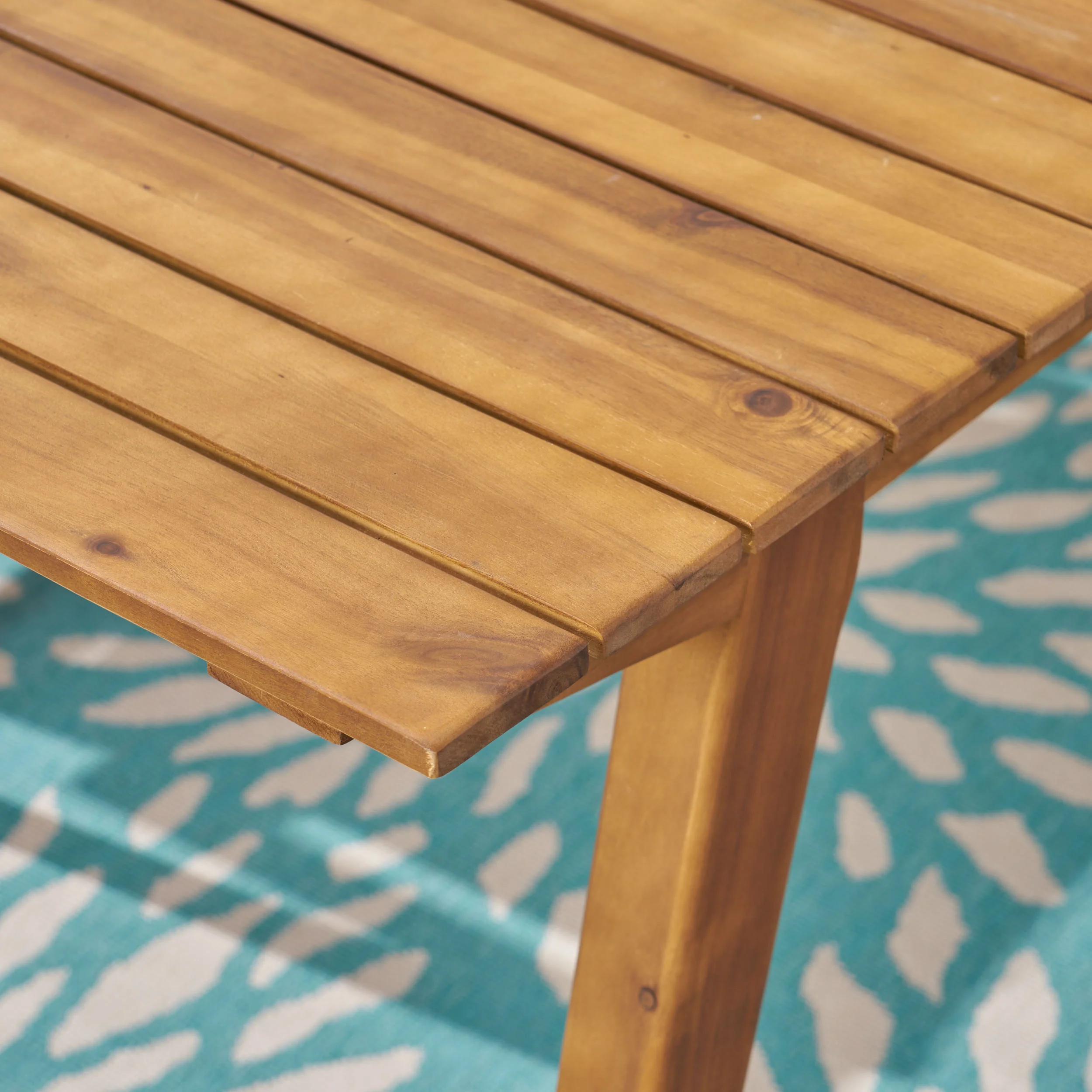 Janely Outdoor Acacia Wood 7 Piece Dining Set with Mesh Seats - furnishings