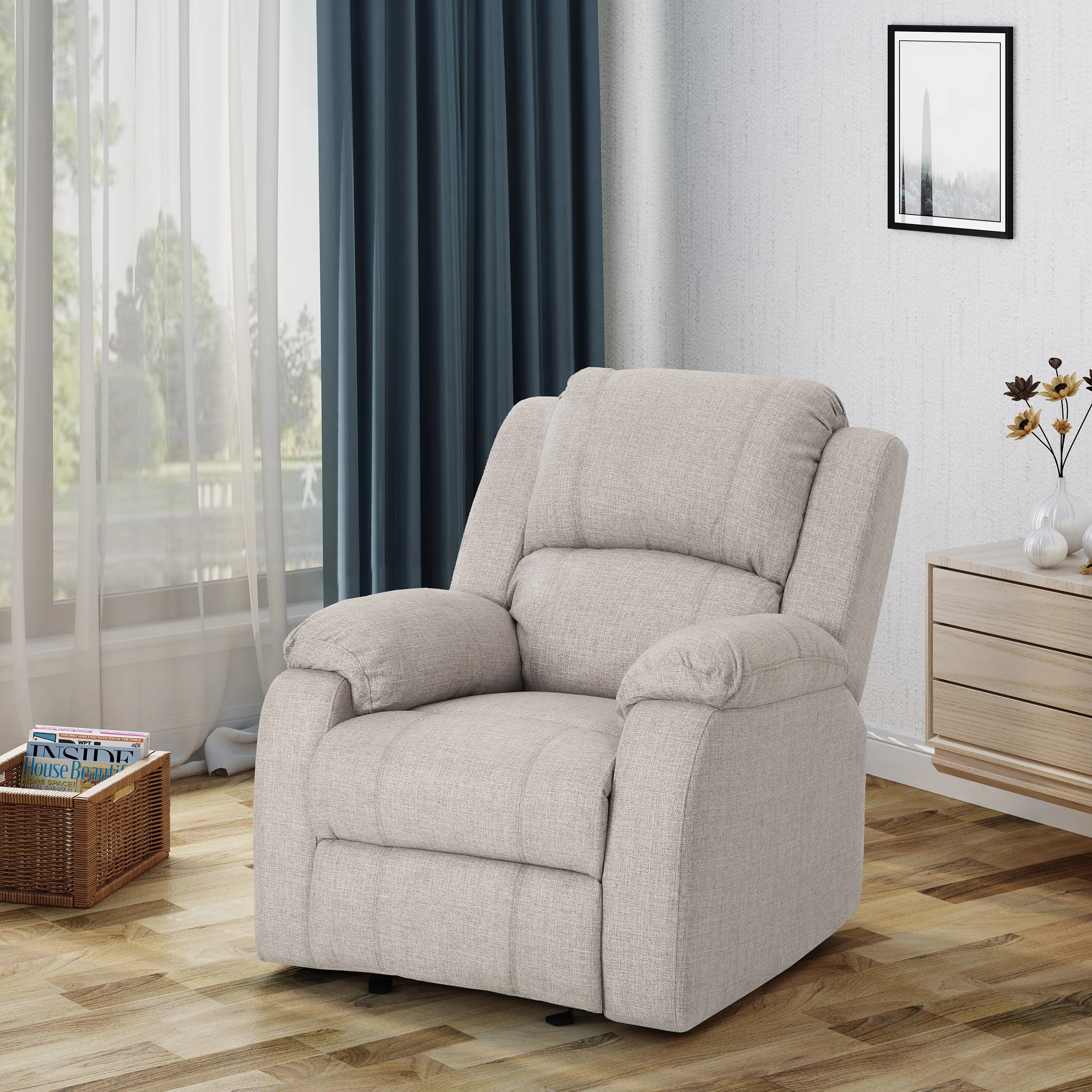 Scarlett Contemporary Pillow Top Fabric Upholstered Gliding Recliner Chair - furnishings