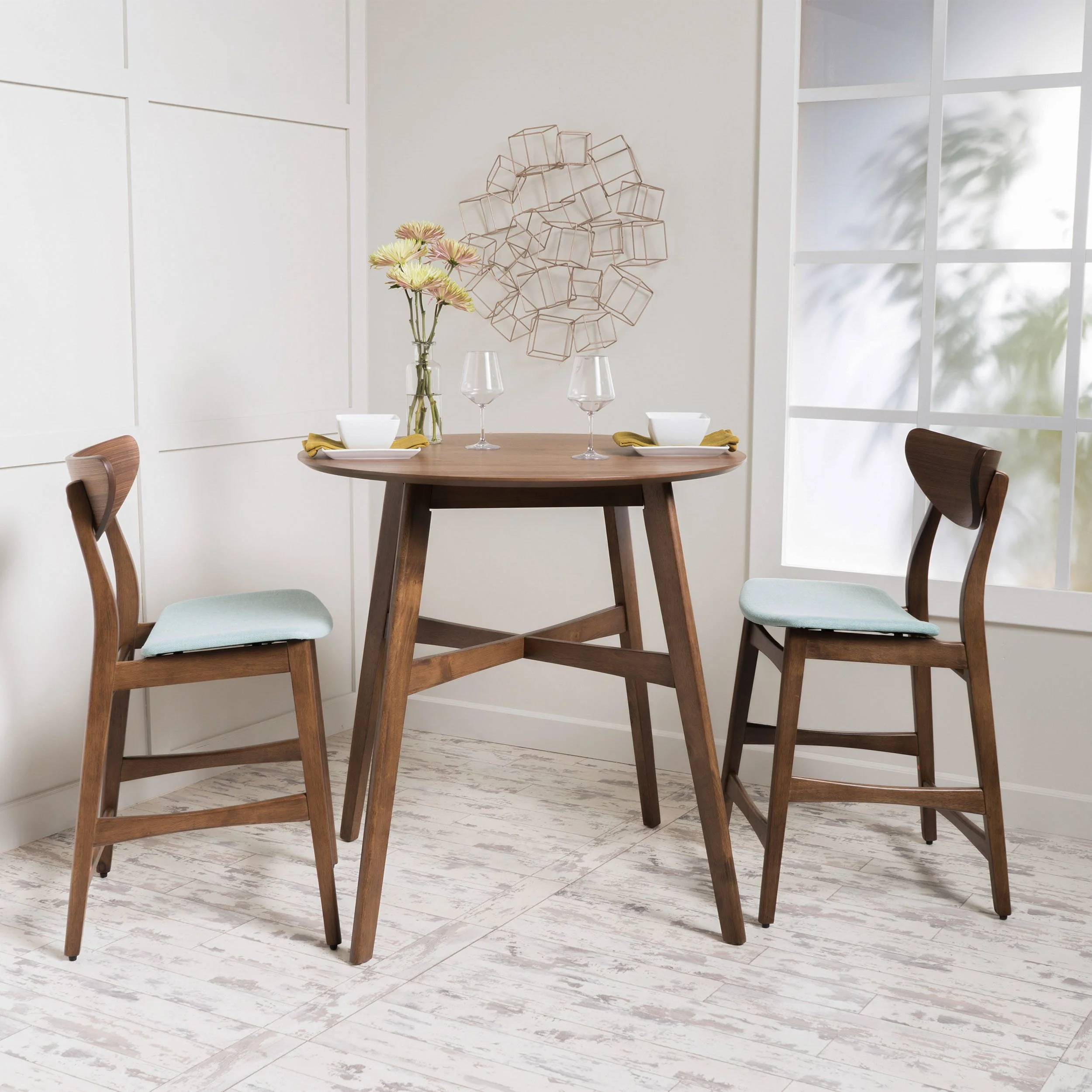 Helen Dark Fabric/ Wood Finish Counter Height Dining Set - furnishings