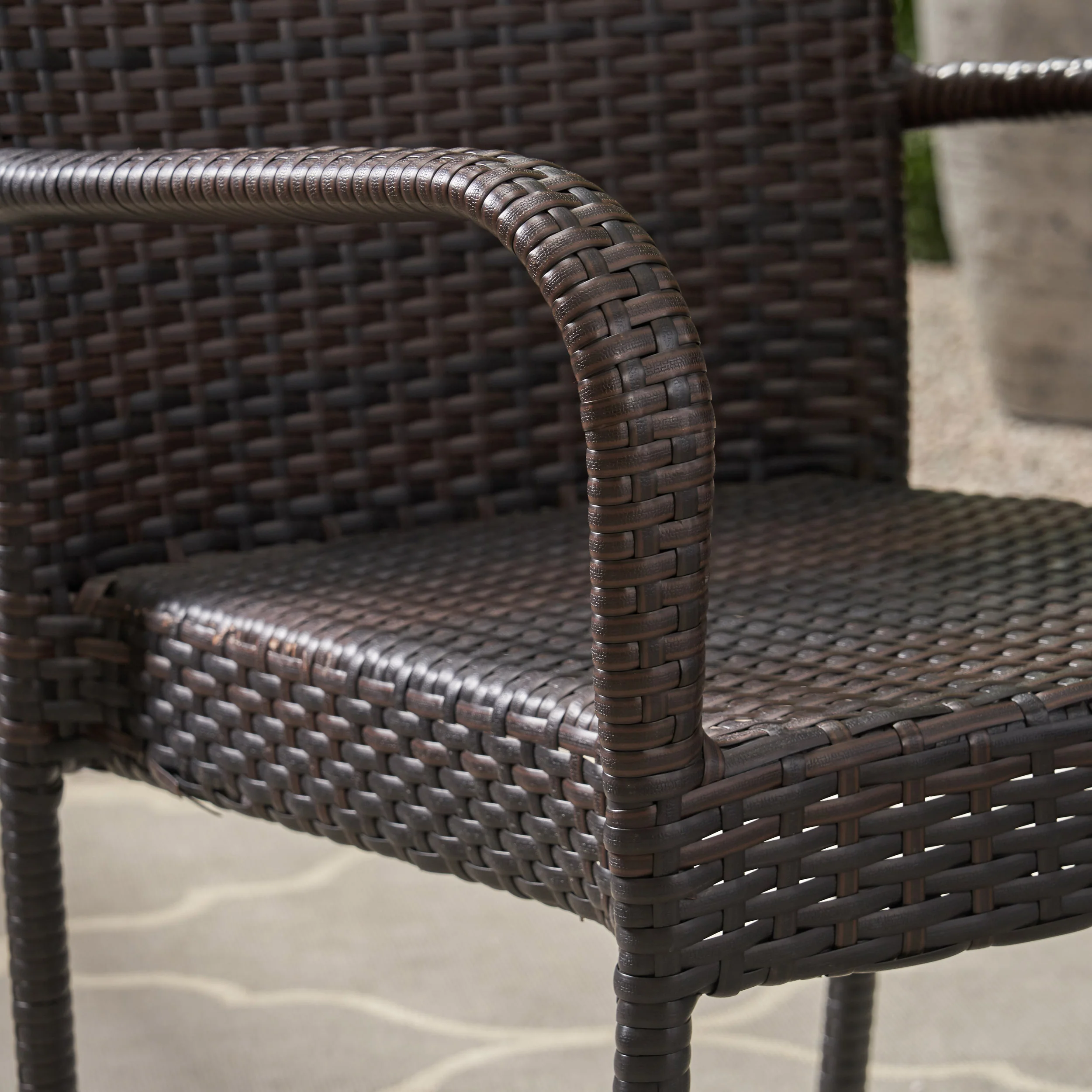 Rafael Outdoor 5 Piece Multi-Brown Wicker Dining Set - furnishings