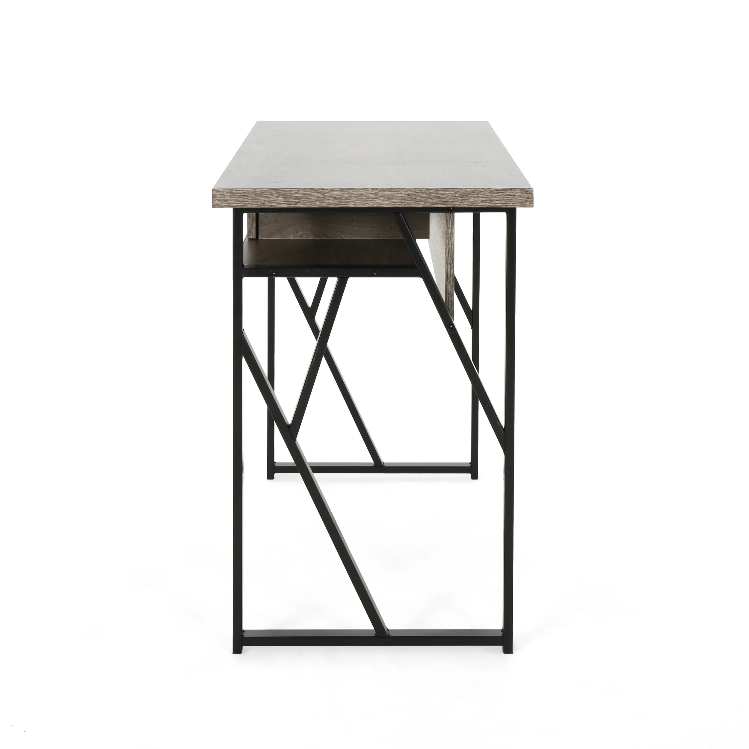 Janet Modern Industrial Iron Frame Writing Desk with Drawer - furnishings