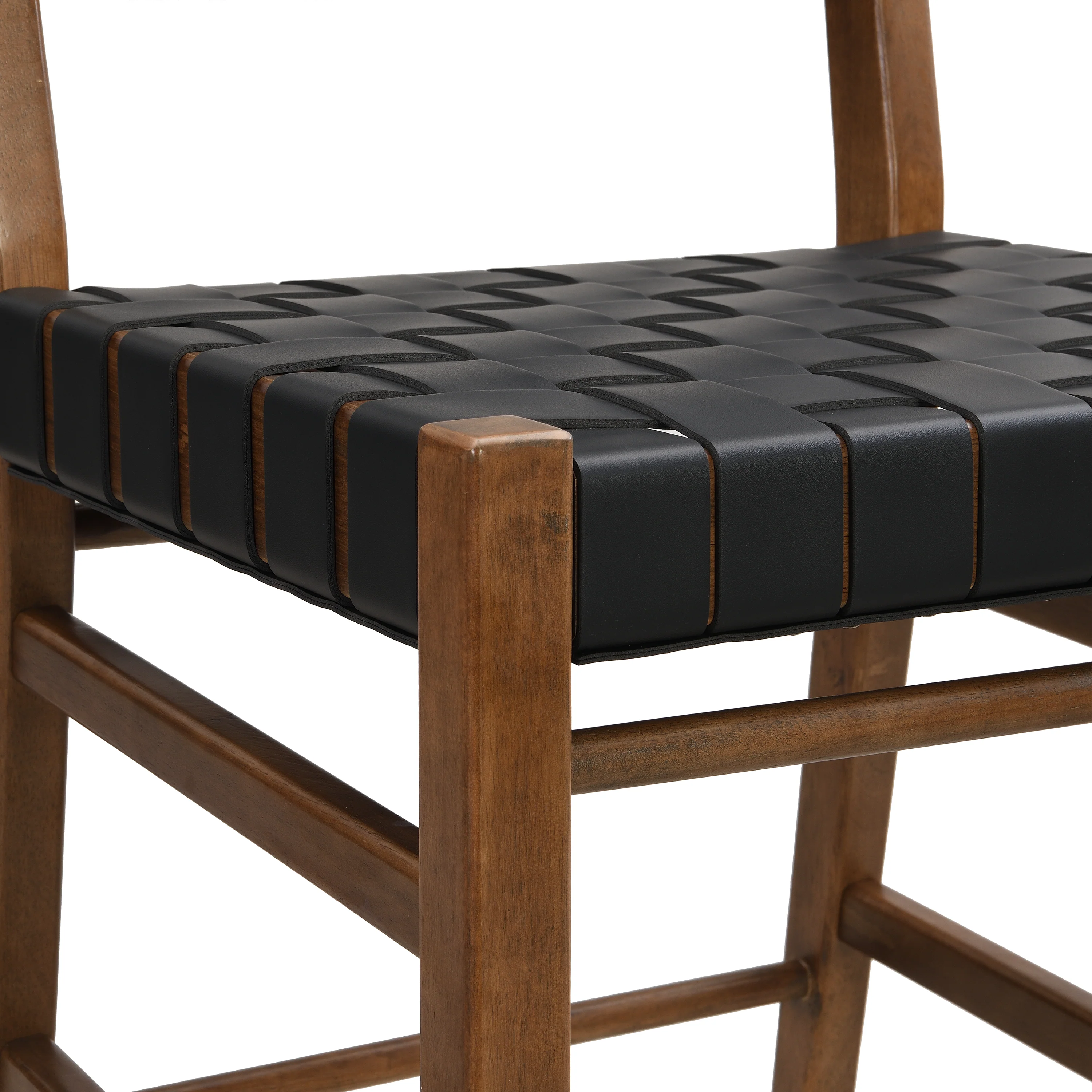 Zephyre Modern Black PU and Wood Counter Stools, Set of 2 - furnishings