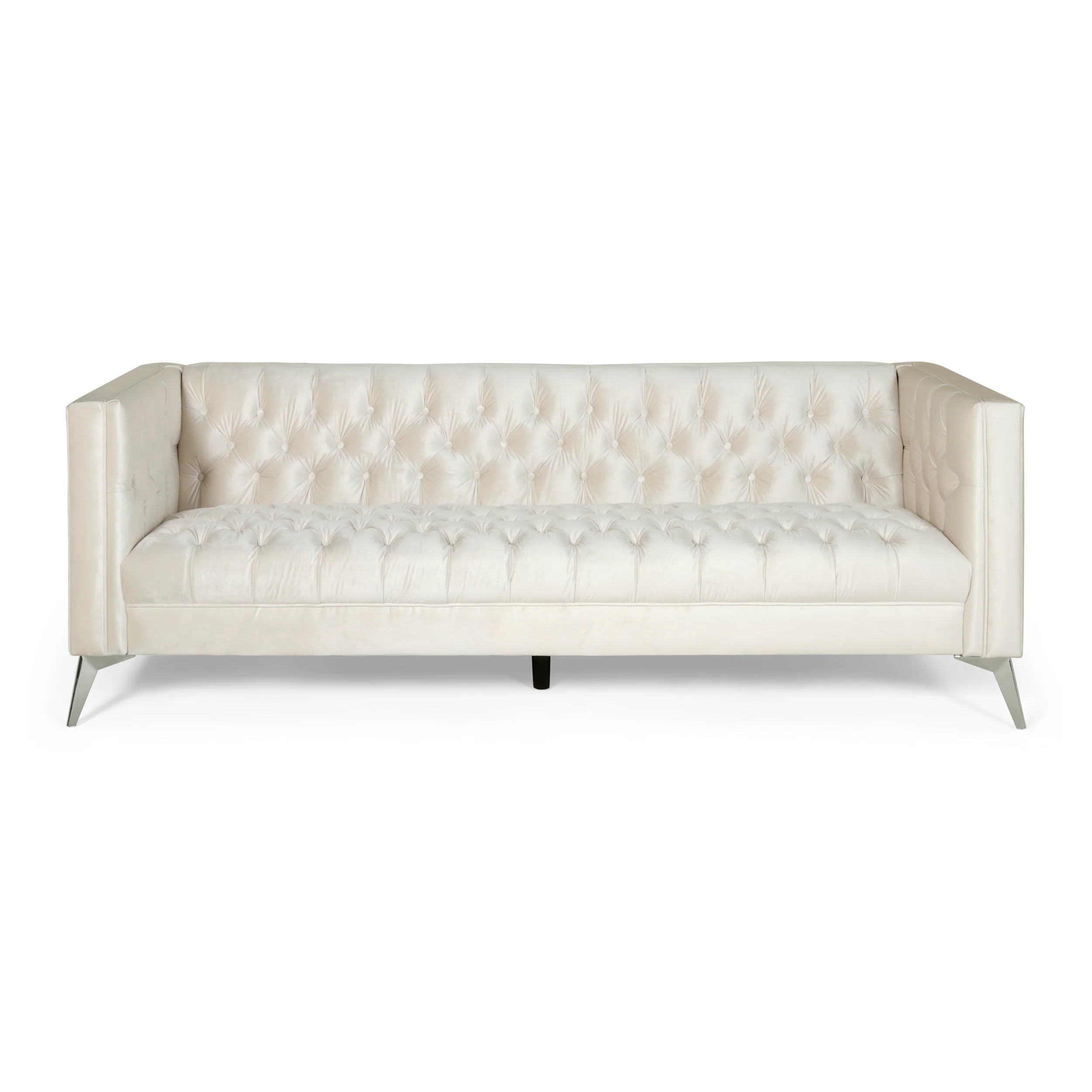 Harnoor Contemporary Tufted Velvet 3 Seater Sofa - furnishings