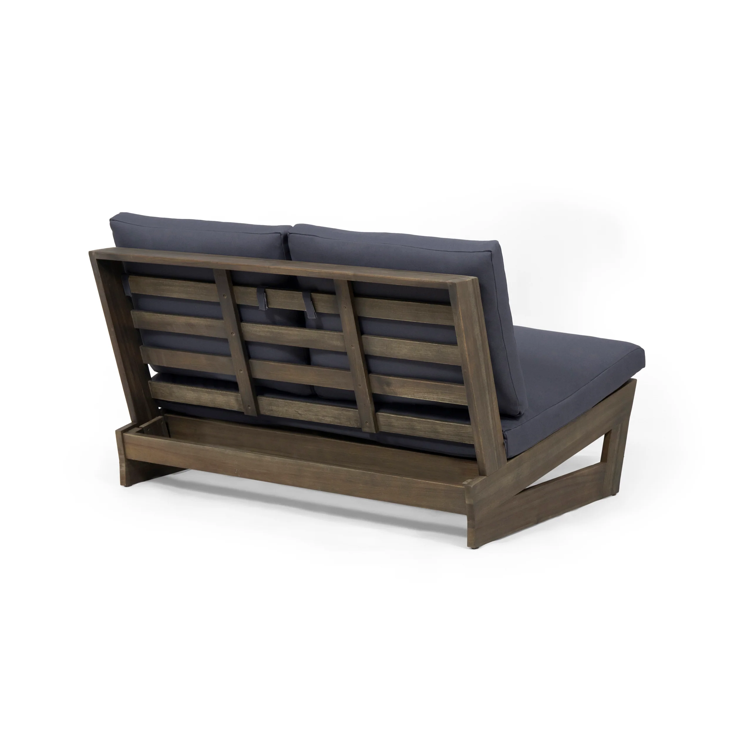 Emma Outdoor Acacia Wood Loveseat with Cushions - furnishings