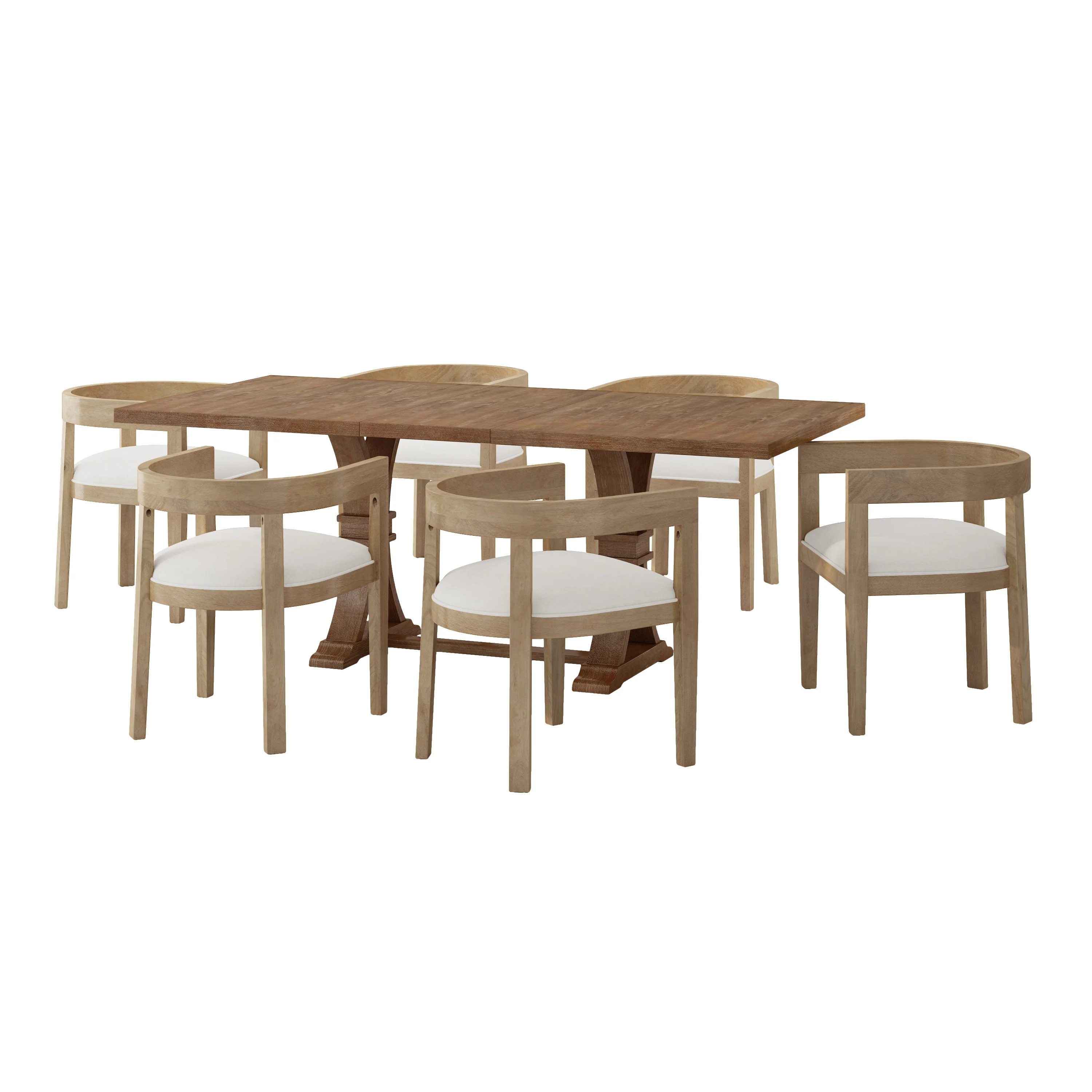 Ladieu Fabric Upholstered Wood 7 Piece Dining Set - furnishings