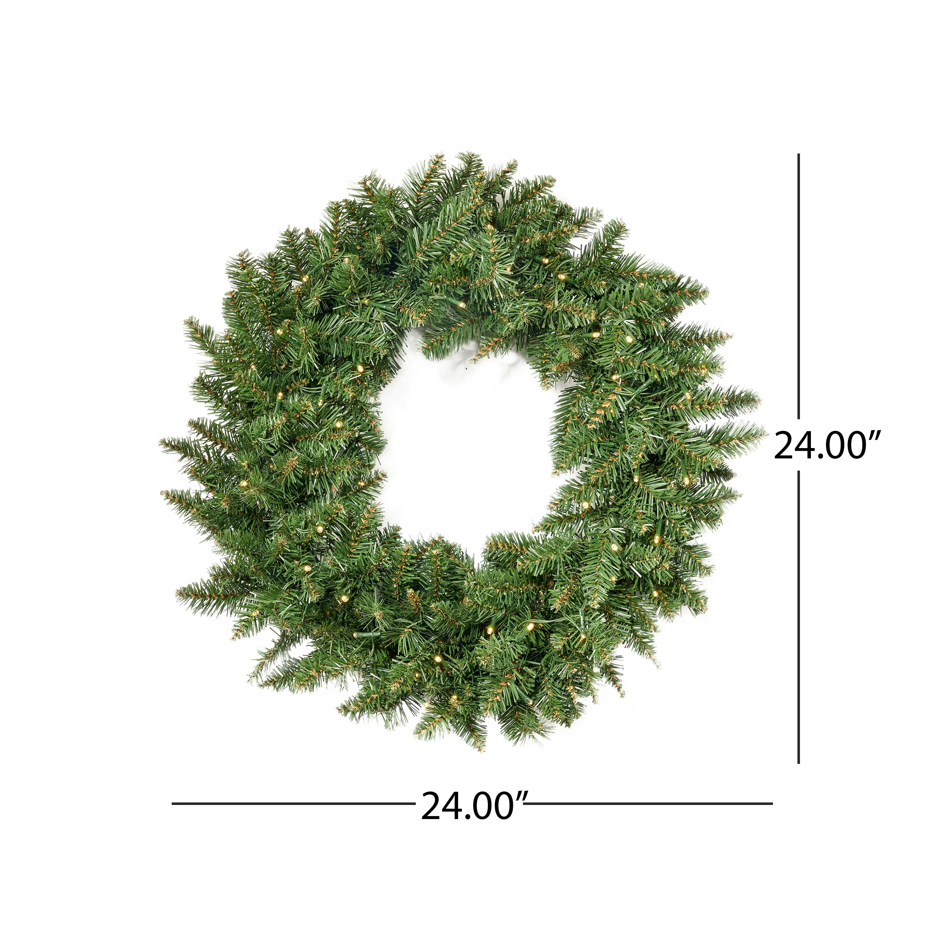 24-Inch Norway Spruce Pre-Lit Warm White LED Artificial Christmas Wreath - furnishings