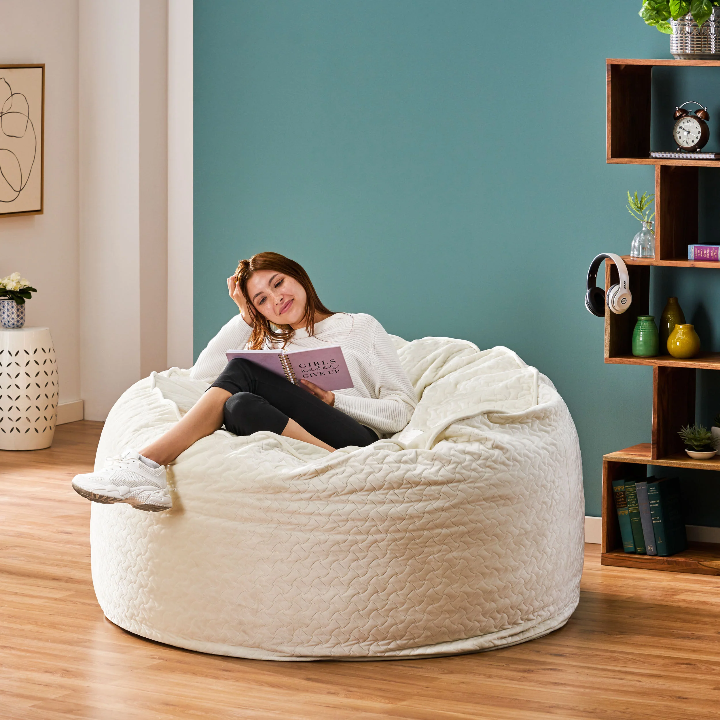 Vito Glam 4 Foot Velvet Quilt Patterned Beanbag - furnishings