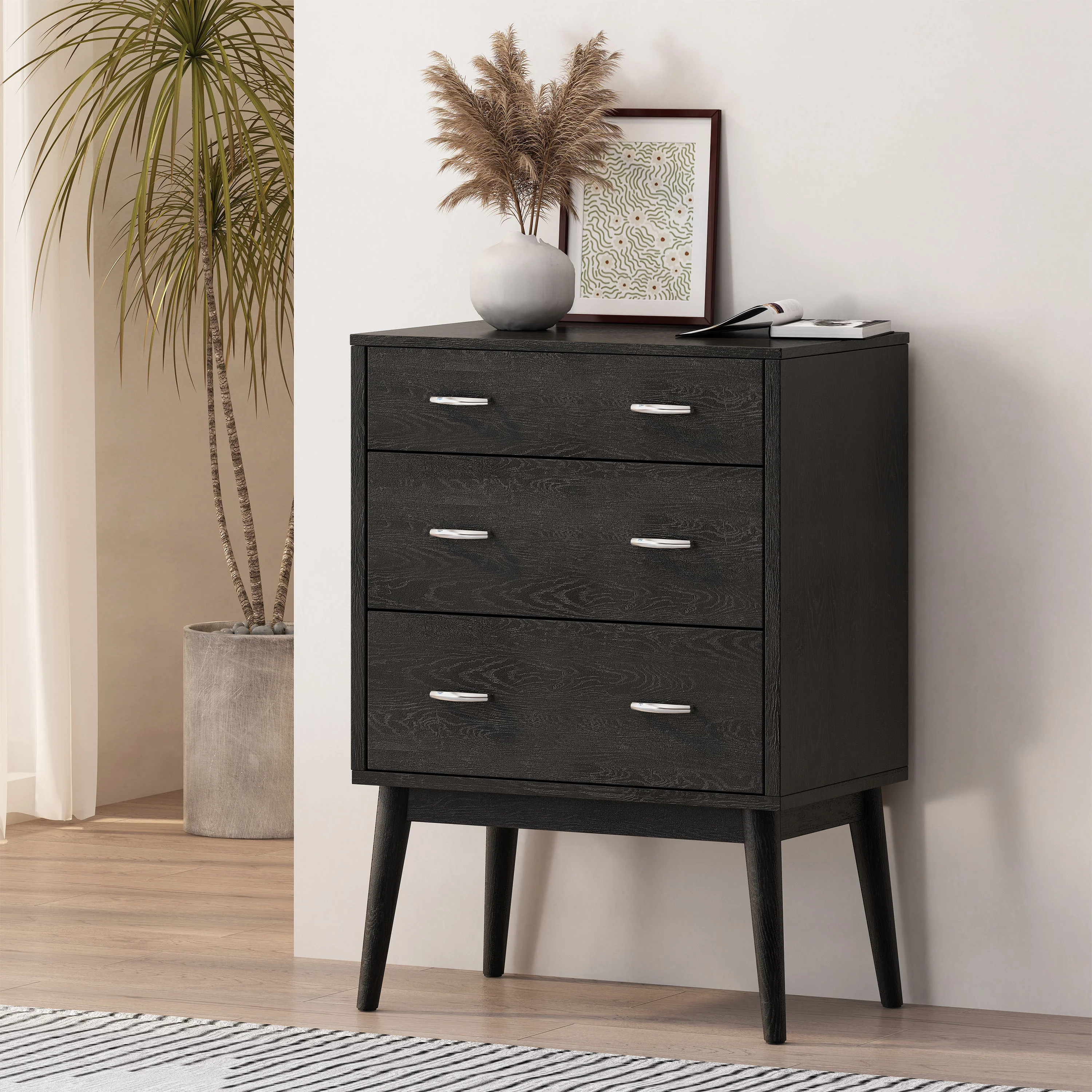 Wilbur Mid Century Modern Wooden 3 Drawer Chest - furnishings