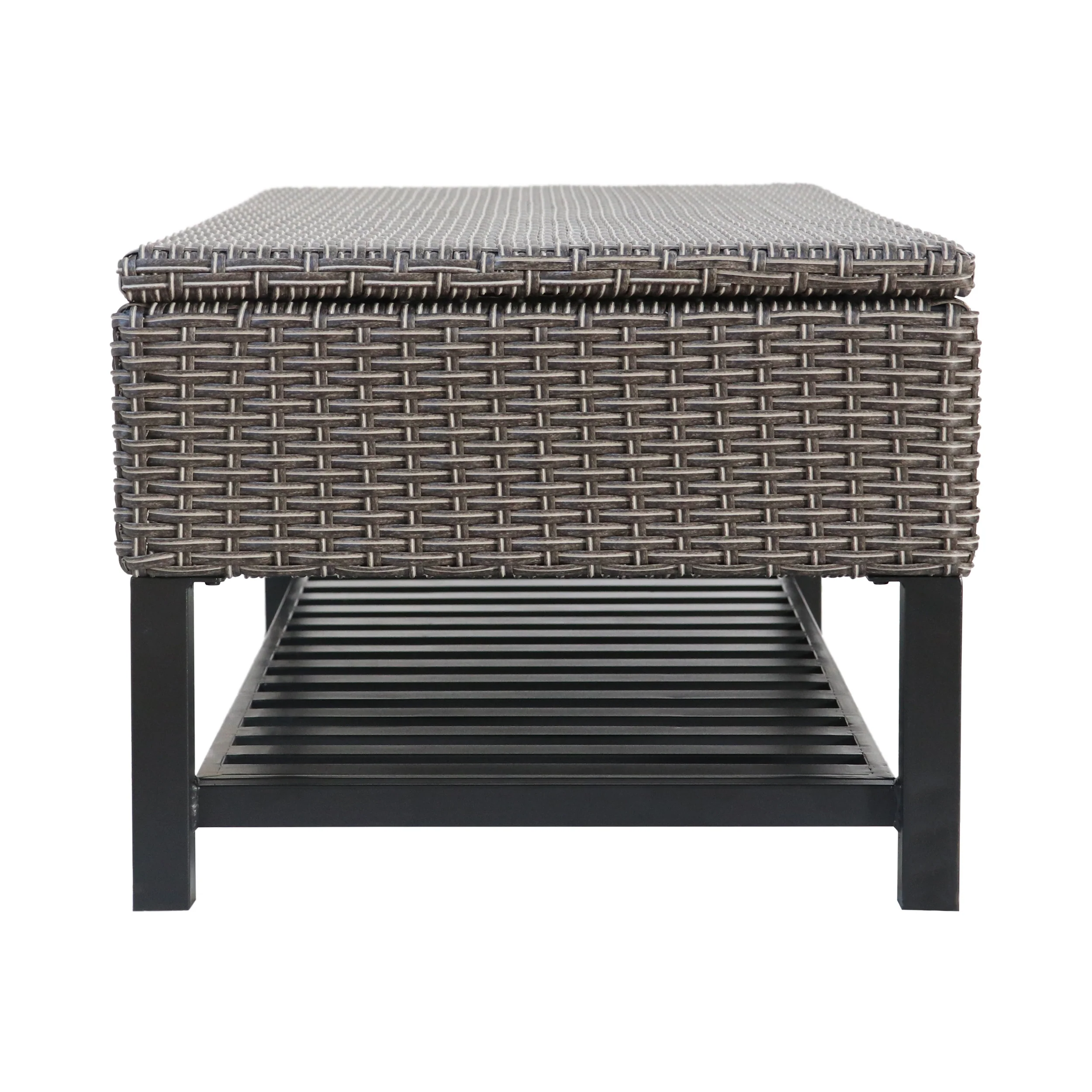 Martina Storage Bench with Rack, Wicker with Iron Frame - furnishings