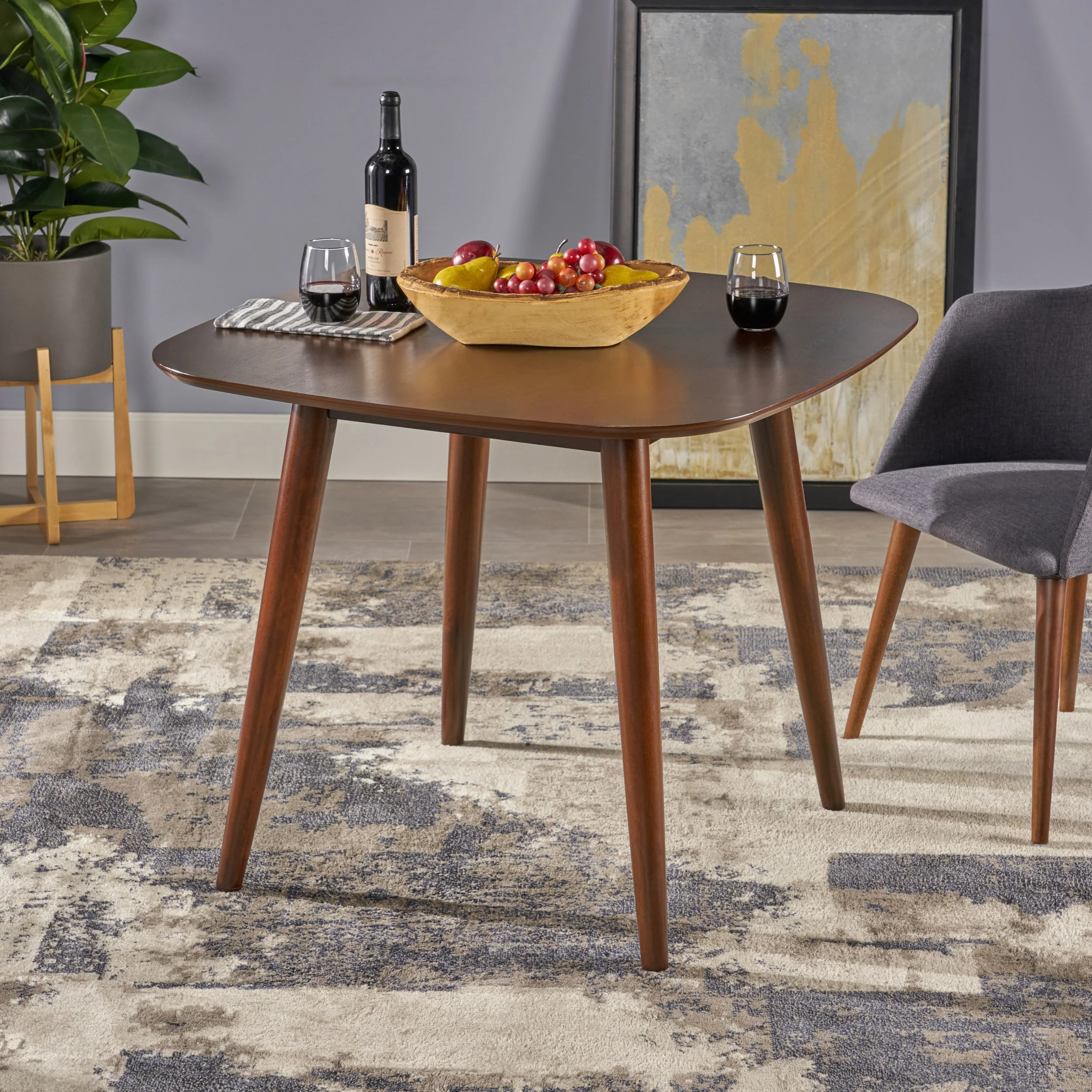 Bass Mid Century Modern Square Faux Wood Dining Table - furnishings
