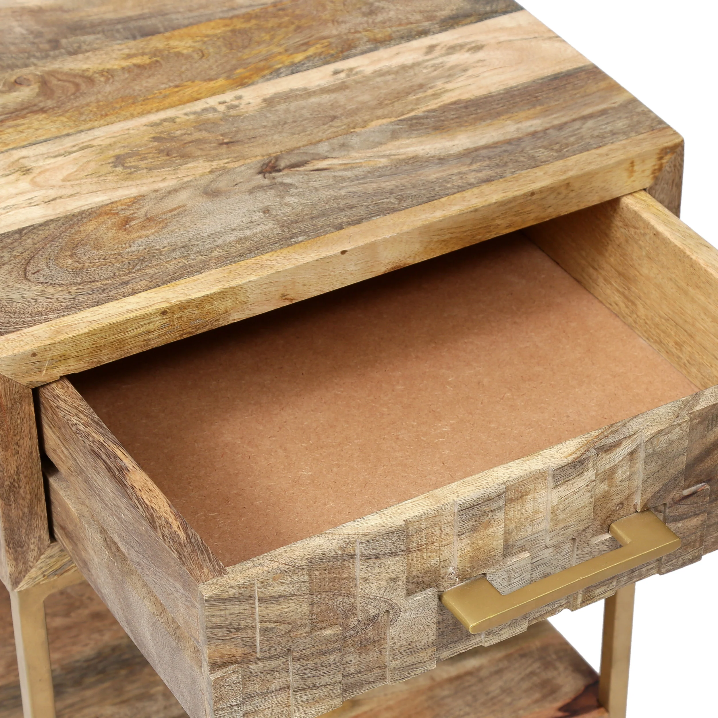 Sandia Handcrafted Boho Mango Wood Nightstand - furnishings