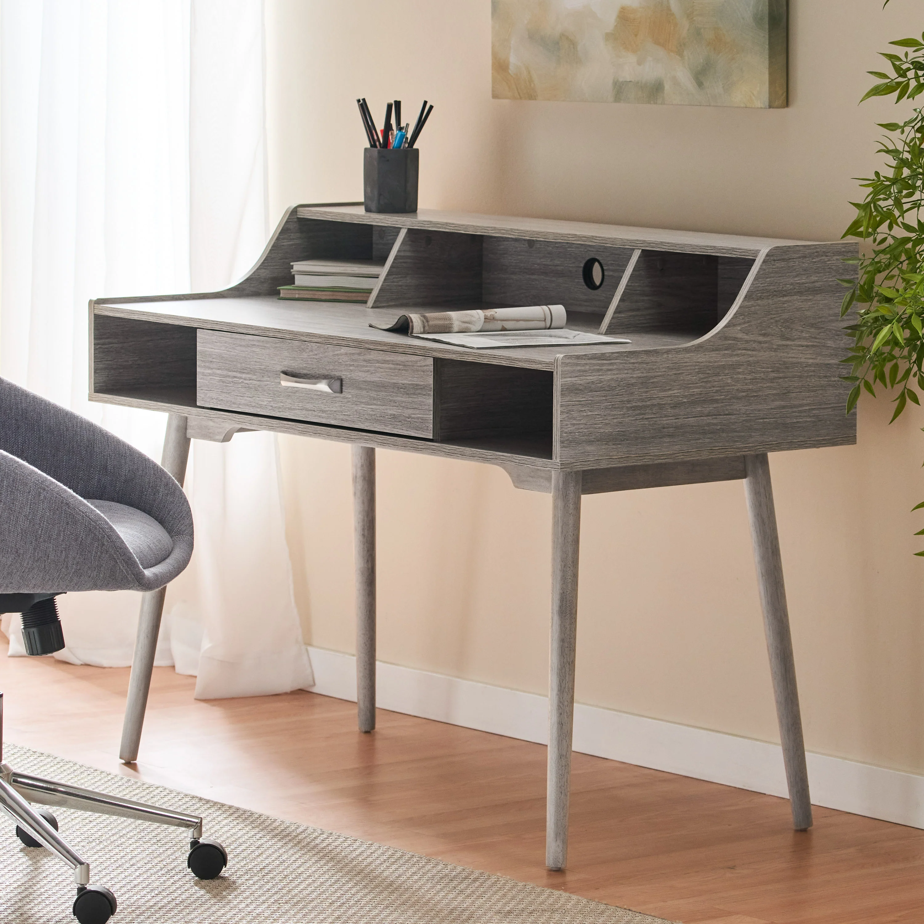 Belinda Mid Century Modern Finished Fiberboard Home Office Desk - furnishings