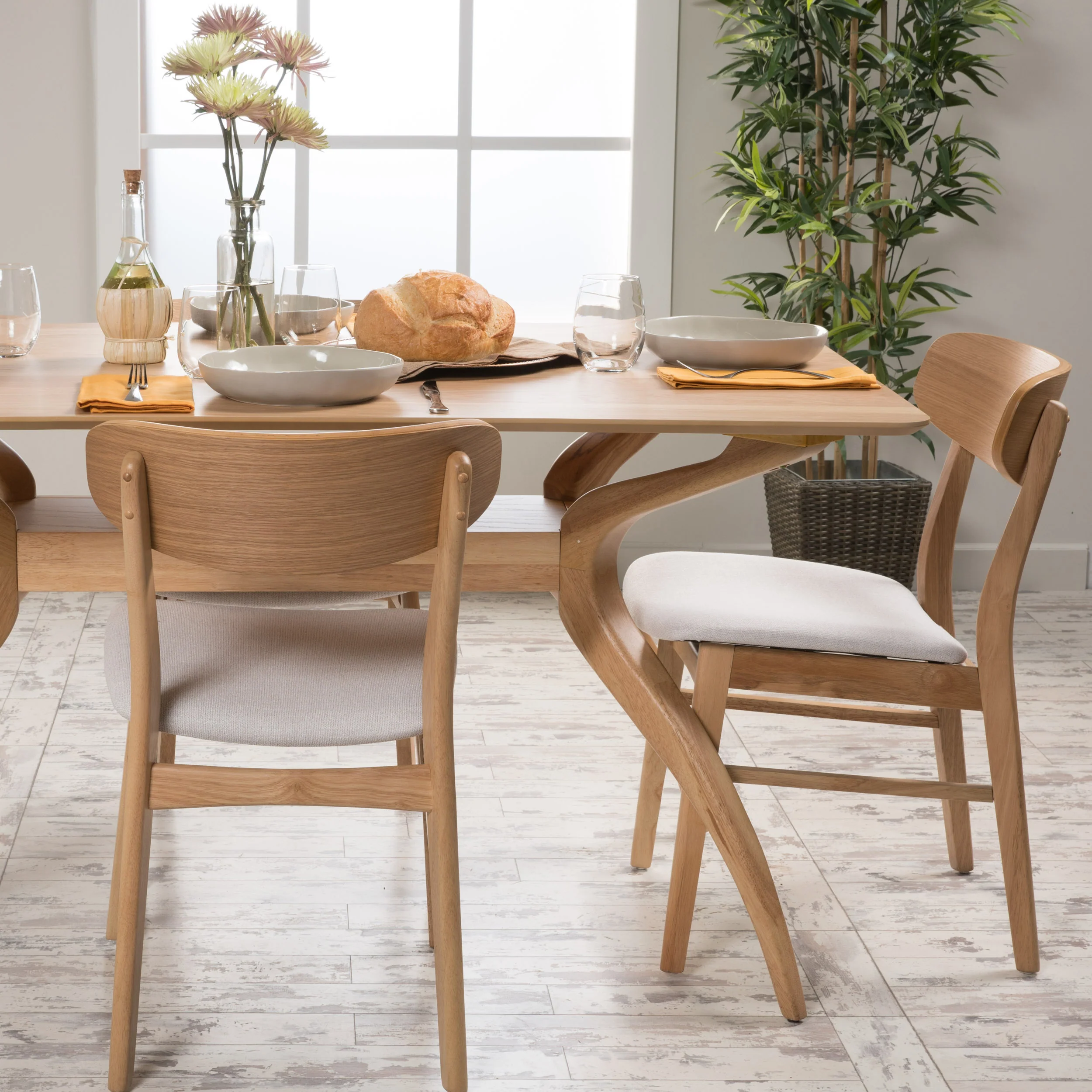 Lucille Fabric/ Wood Finish Dining Chair (Set of 2) - furnishings