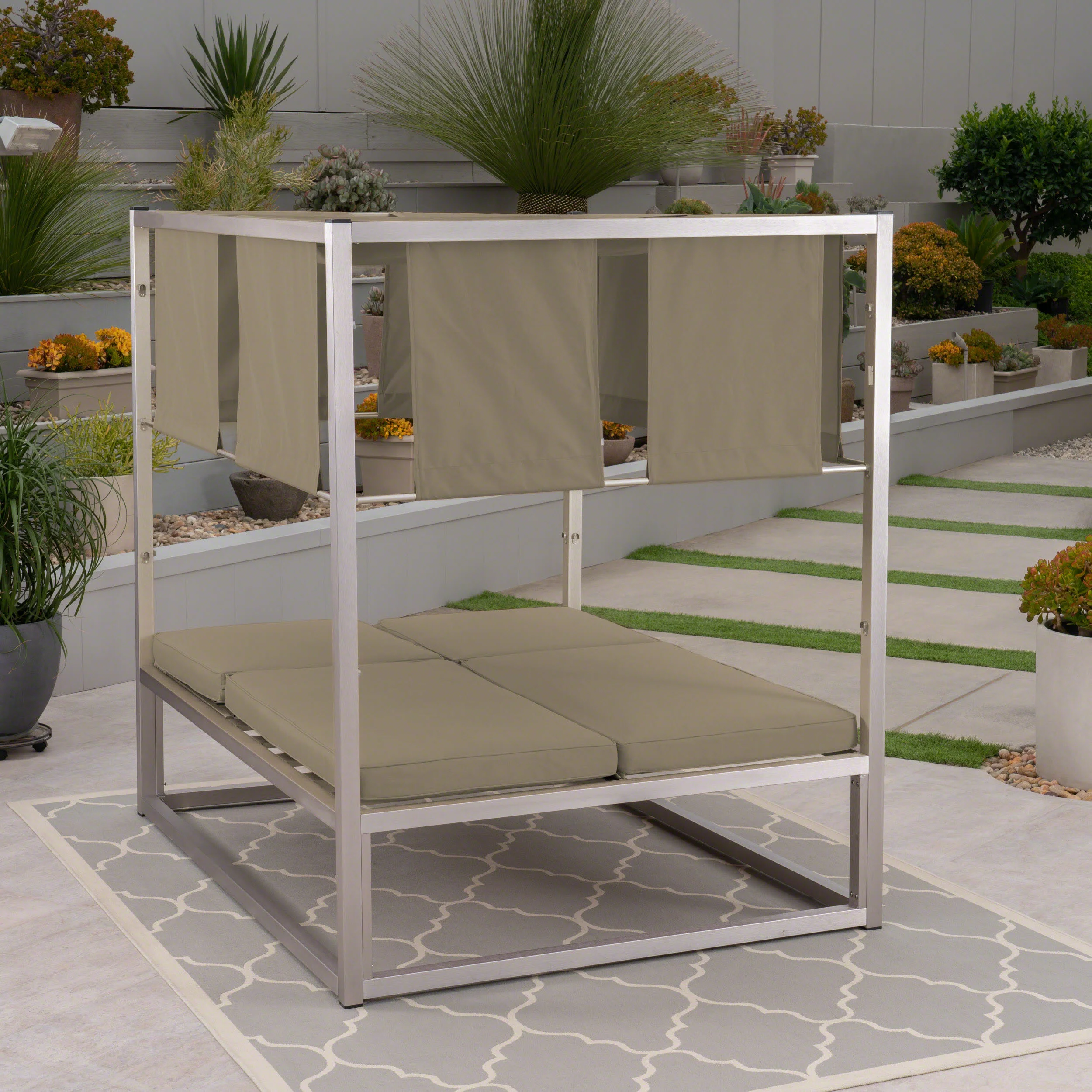 Amos Outdoor Aluminum Daybed with Canopy - furnishings