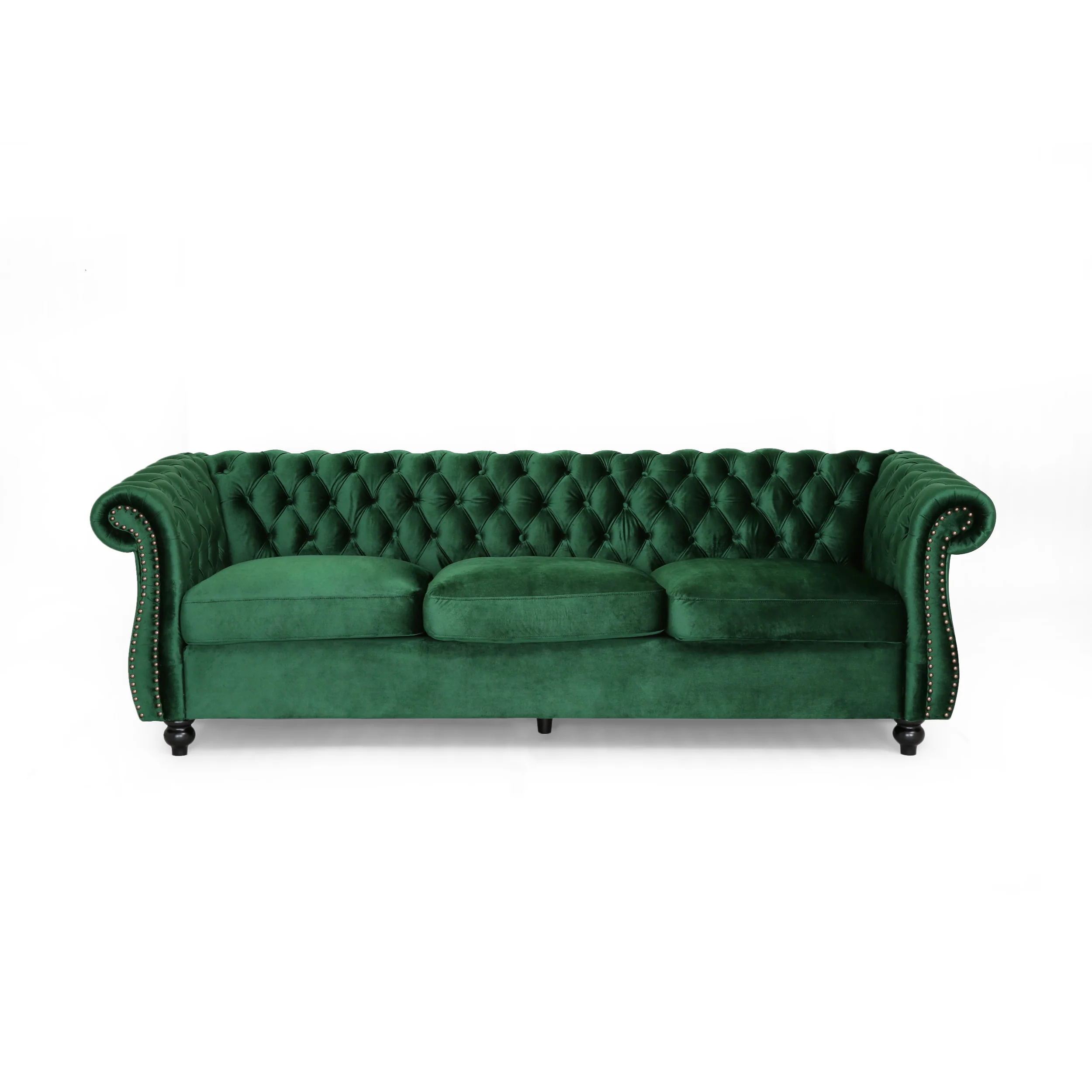 Vita Chesterfield Tufted Microfiber Sofa with Scroll Arms - furnishings