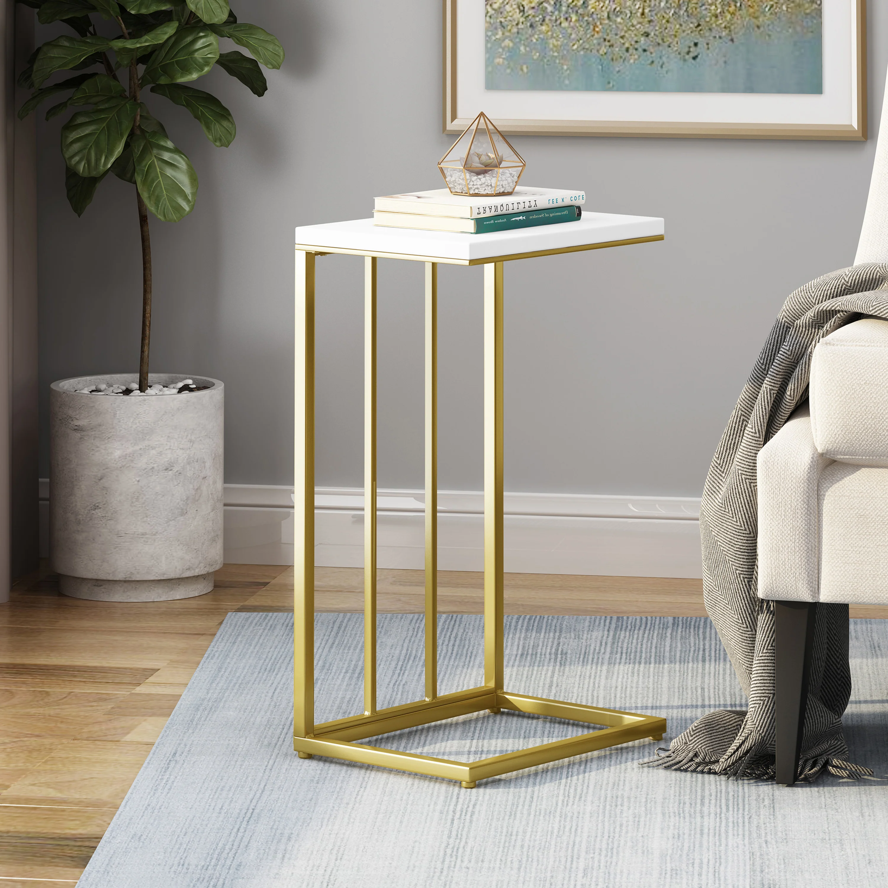 Leeum Modern Glam Faux Wood End Table - furnishings