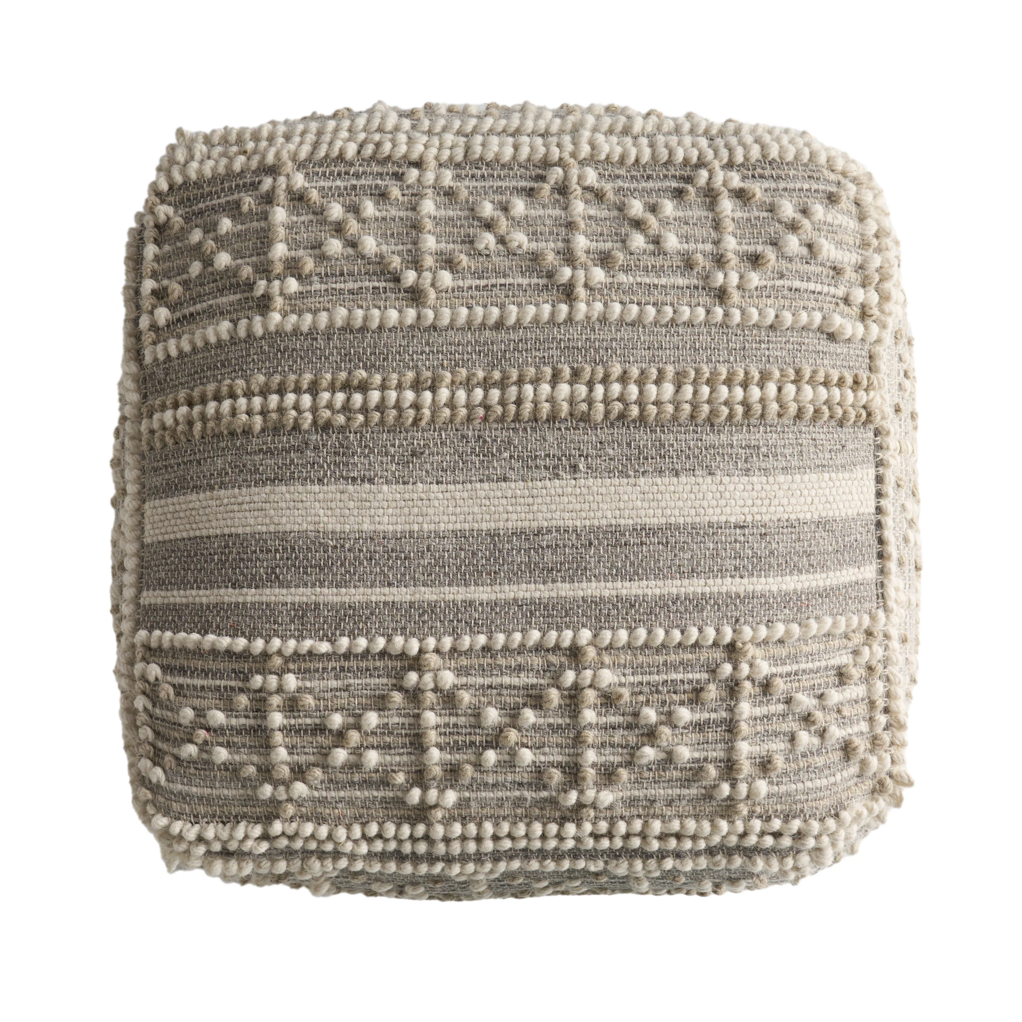 Everliegh Contemporary Wool and Cotton Pouf Ottoman - furnishings